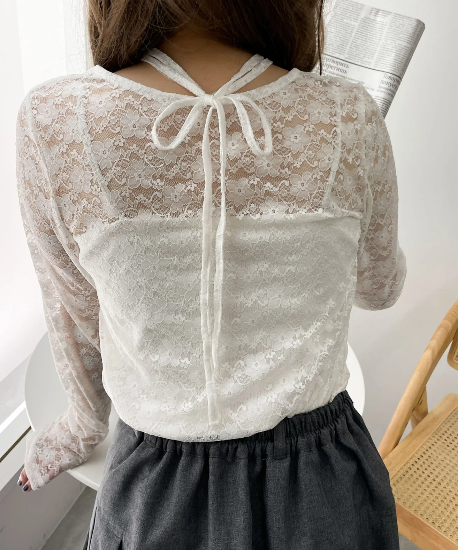 チョーカーリボン付きレースロンT - Image 13
