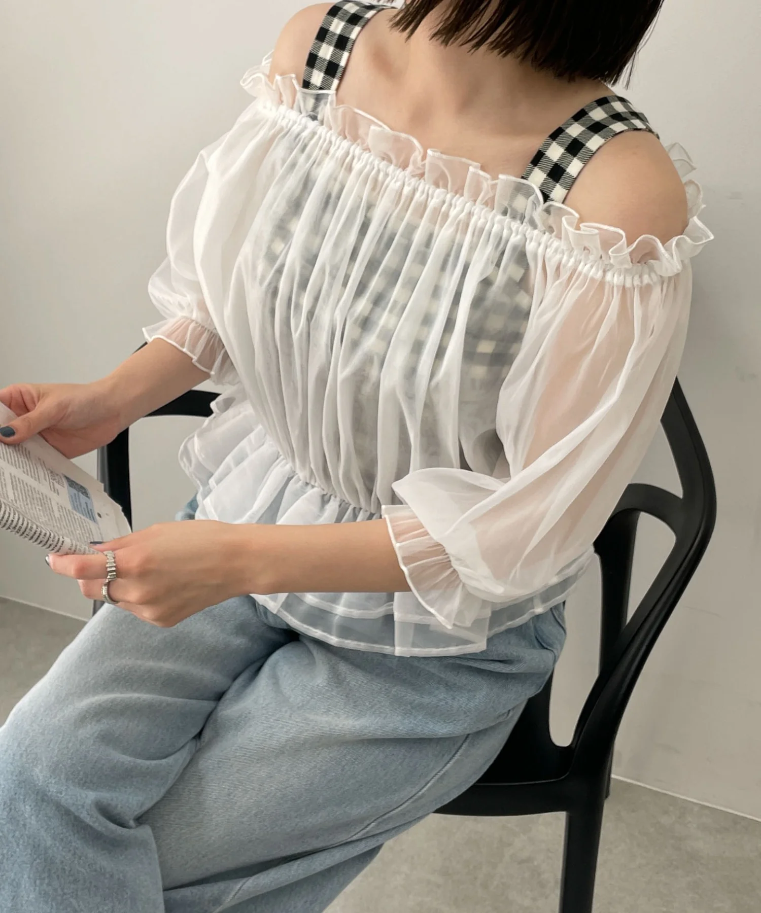 キャミSETオーガンジーオフショルブラウス - Image 6