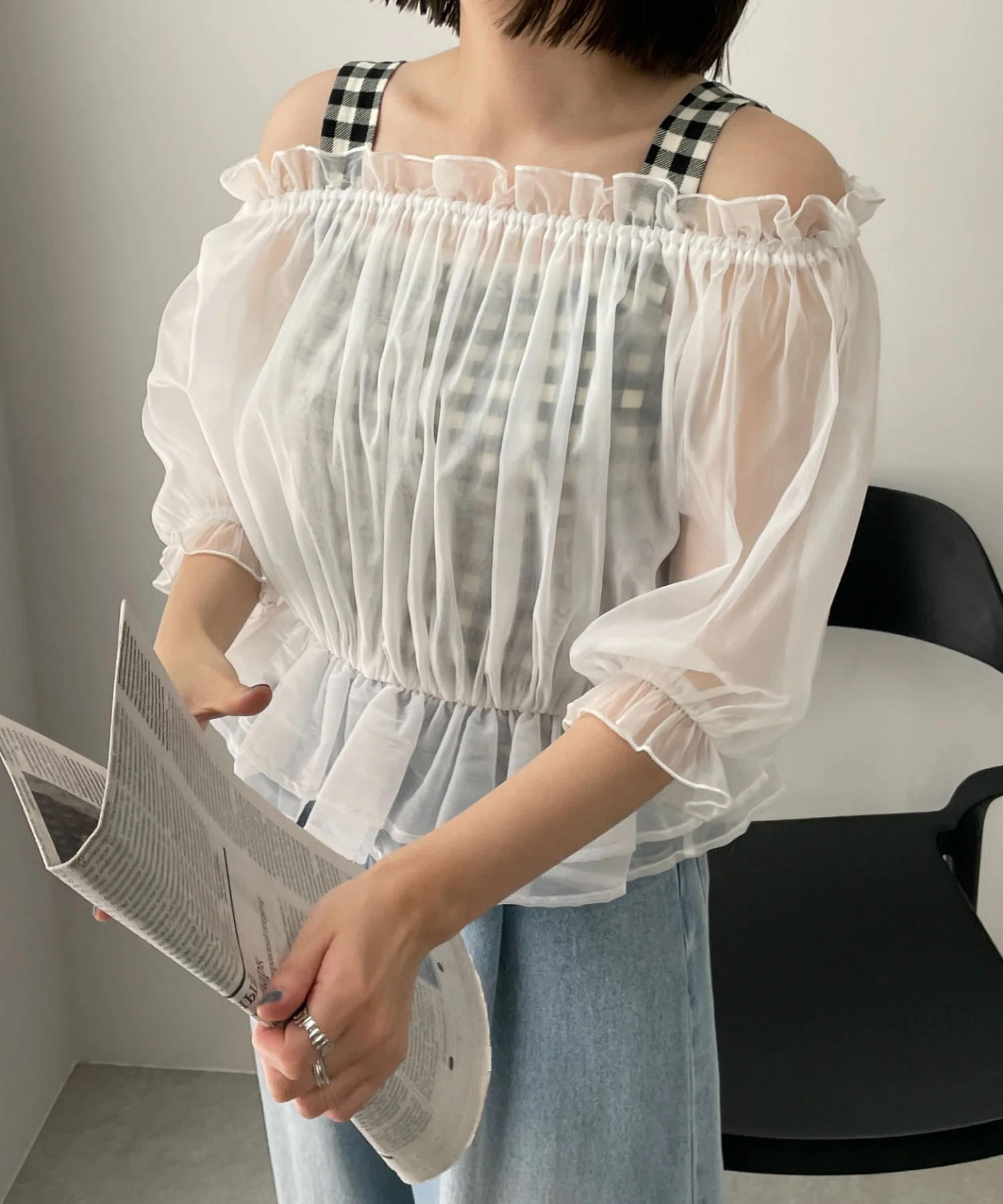 キャミSETオーガンジーオフショルブラウス - Image 8