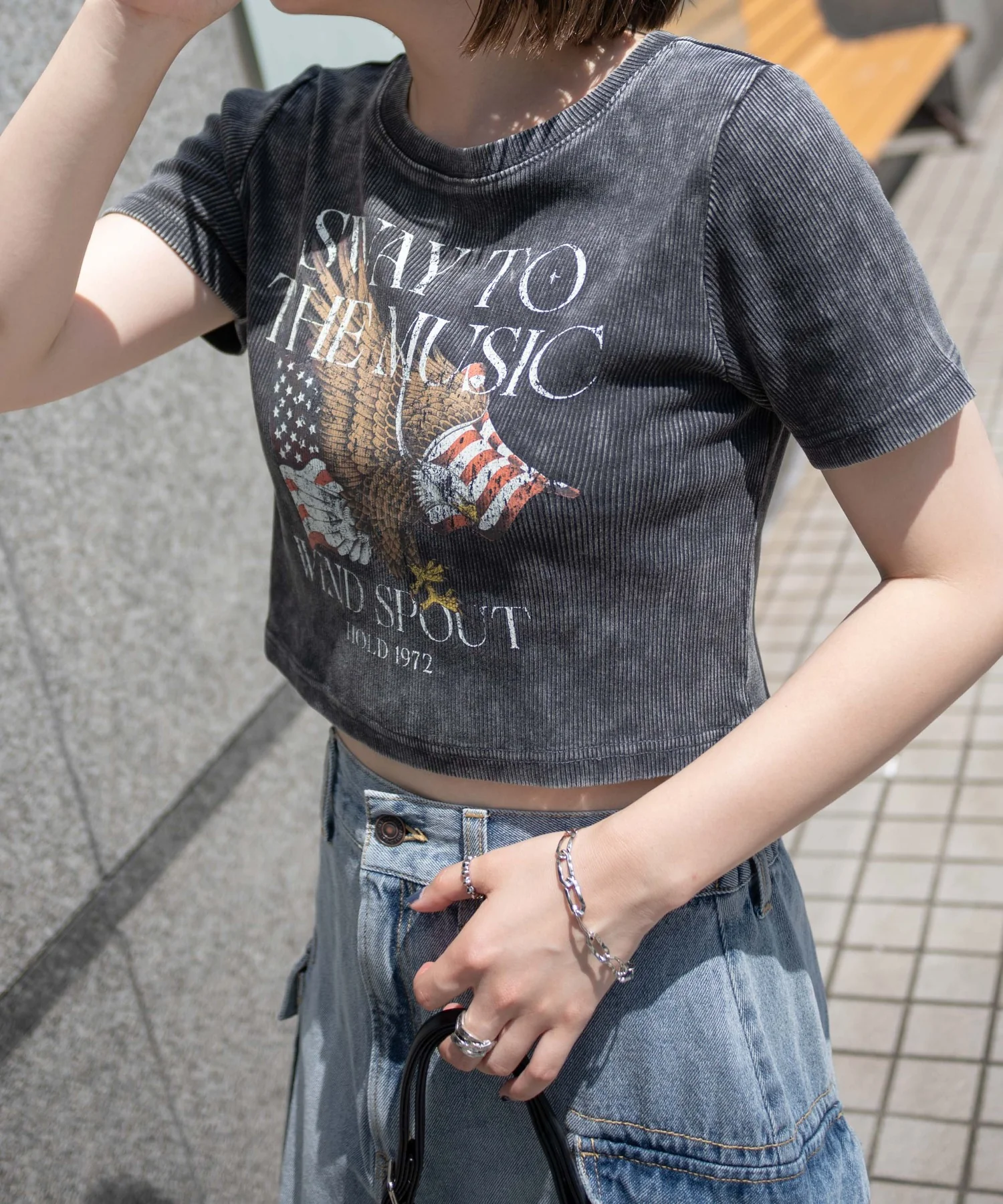 ヴィンテージウォッシュグラフィックリブT - Image 5