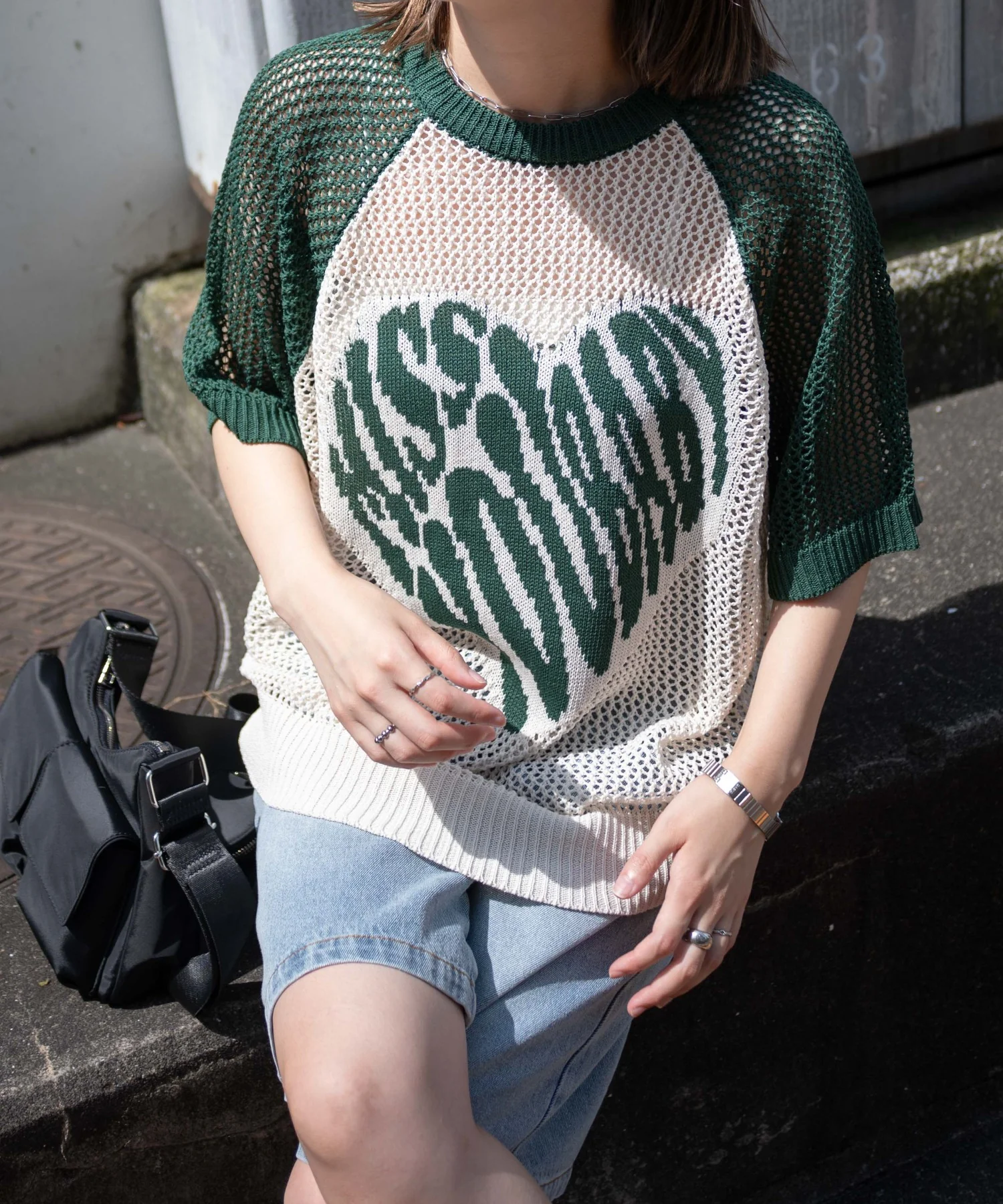 ハートロゴビッグメッシュニットT - Image 8