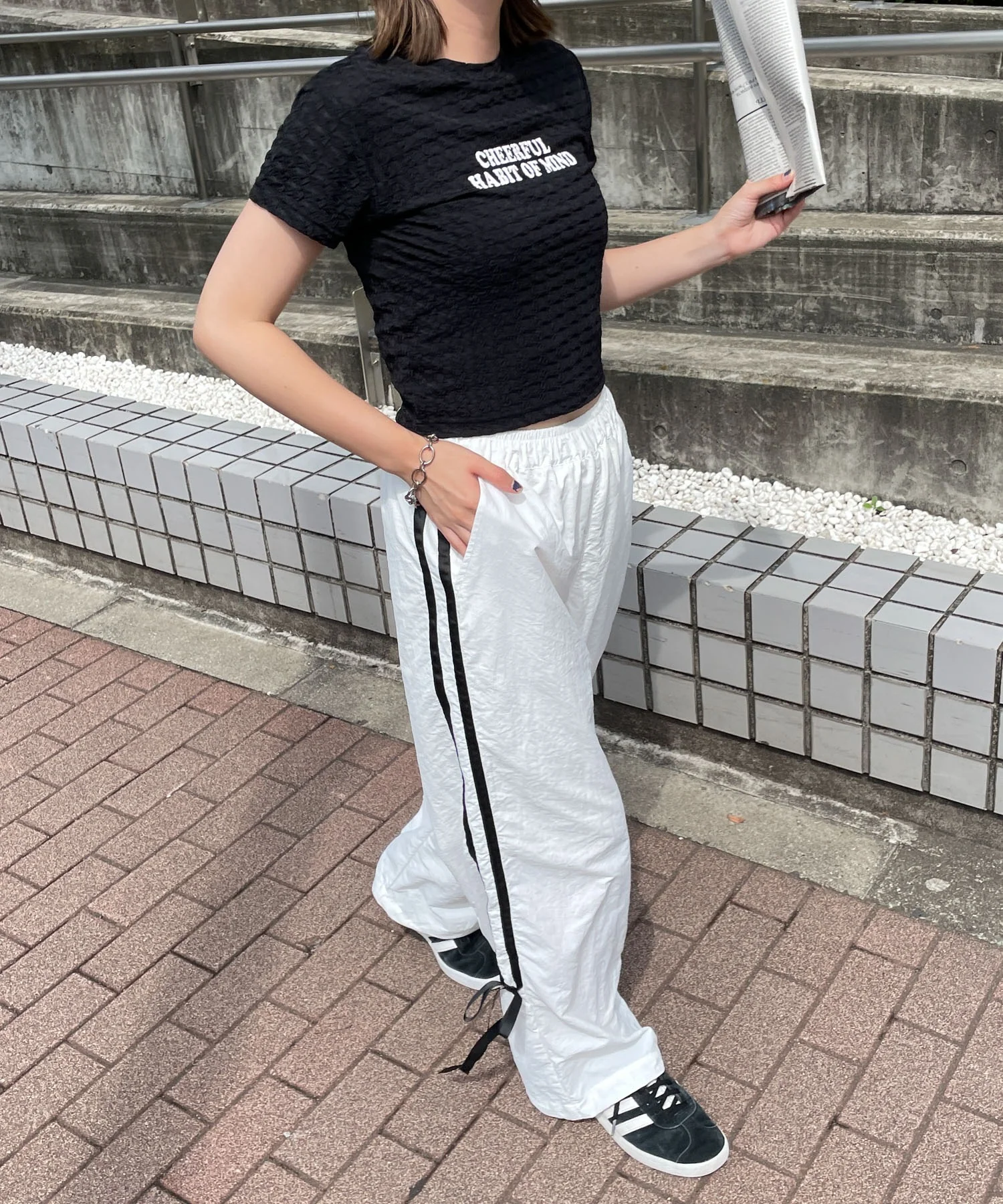 ラインリボンデザインナイロンパンツ - Image 17