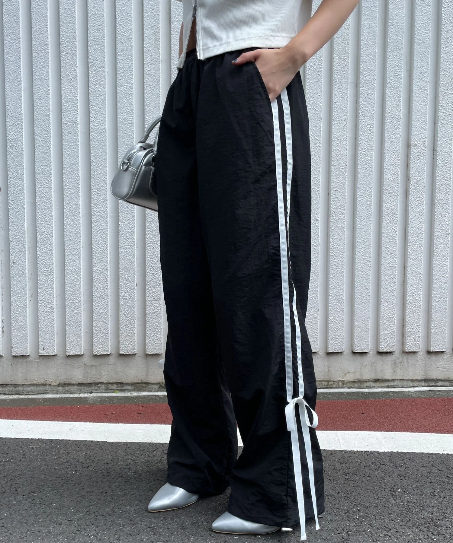 ラインリボンデザインナイロンパンツ - Image 18