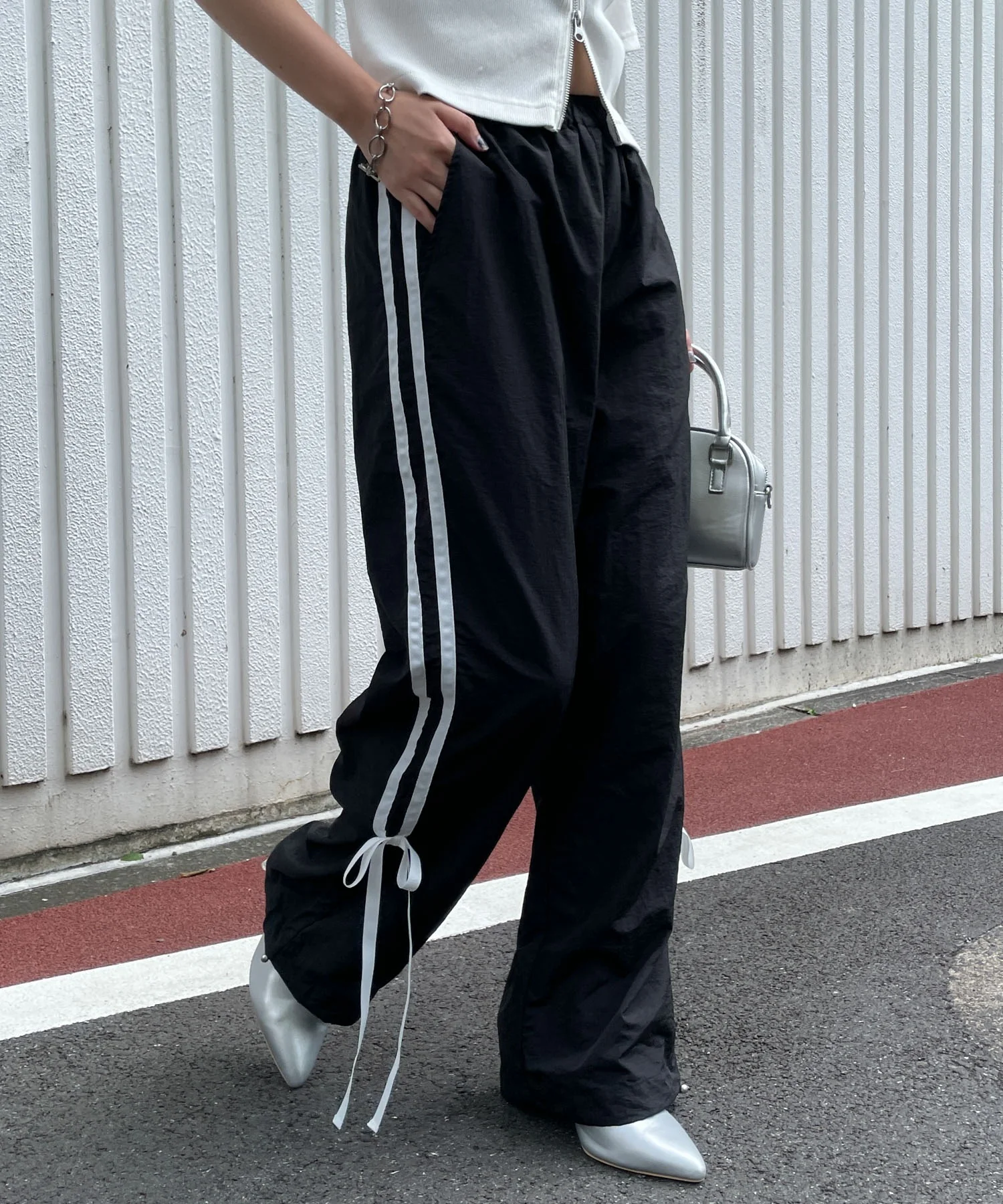 ラインリボンデザインナイロンパンツ - Image 19