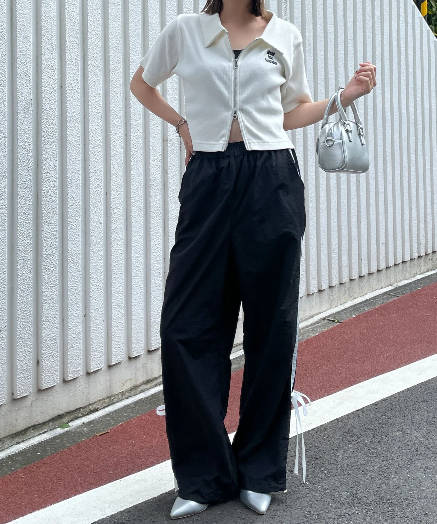 ラインリボンデザインナイロンパンツ - Image 6
