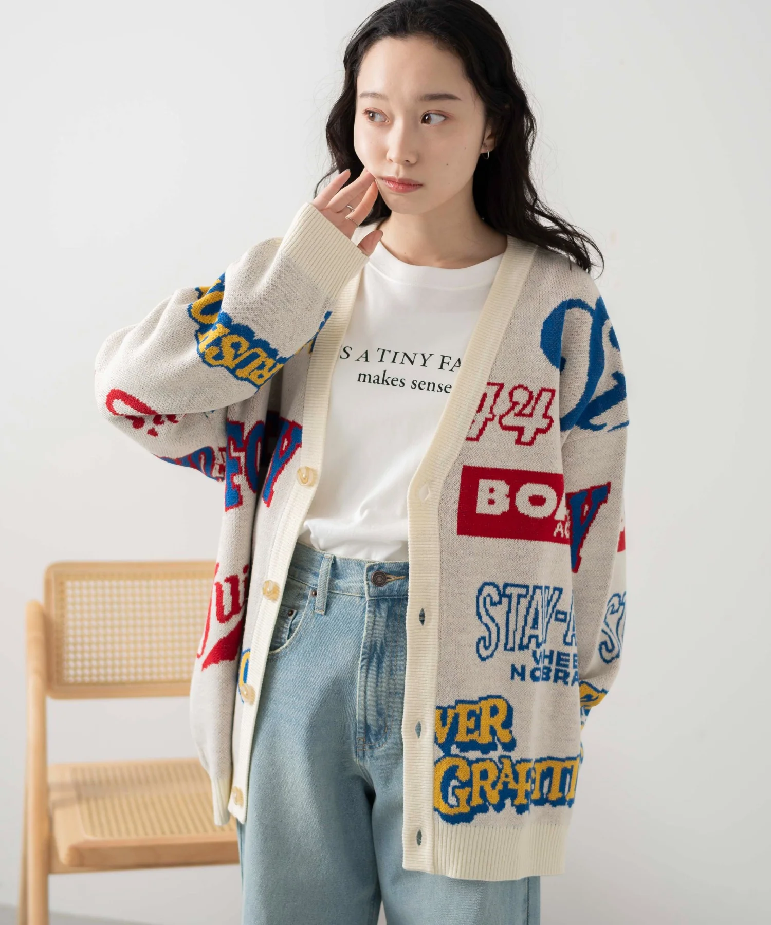 オーバーフィットロゴカーディガン - Image 3