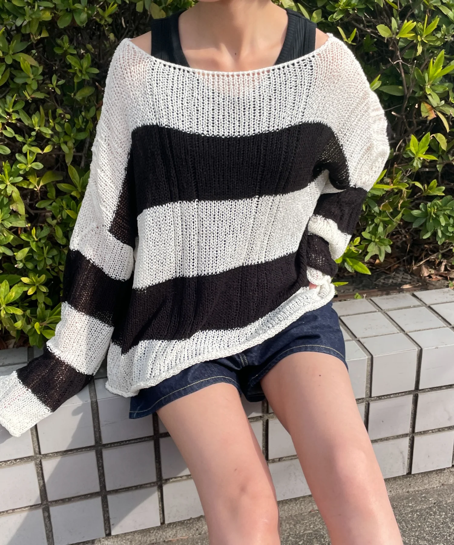 ボーダーケーブルメッシュニット - Image 6