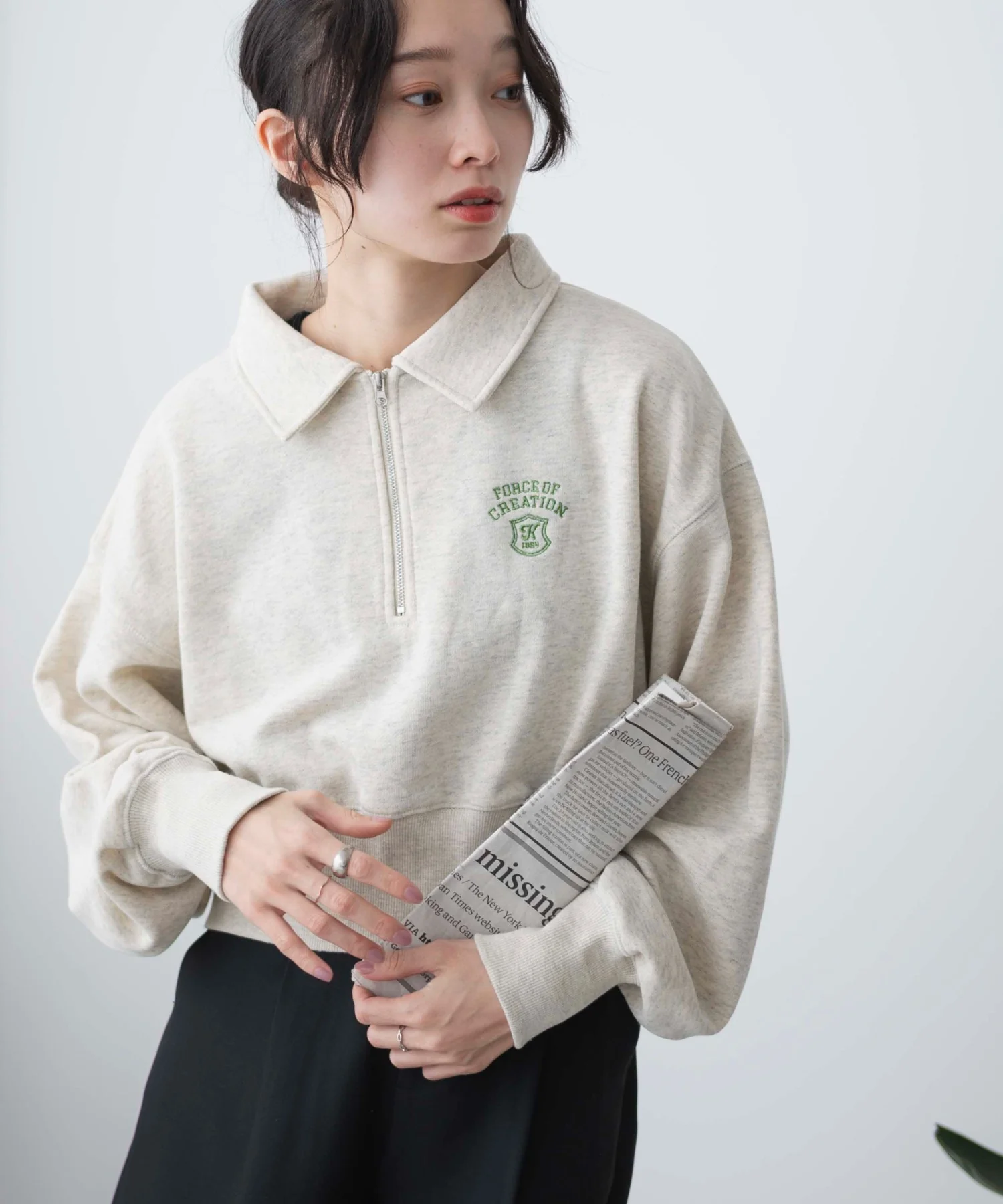 ハーフZIP襟付きショートスウェット - Image 4