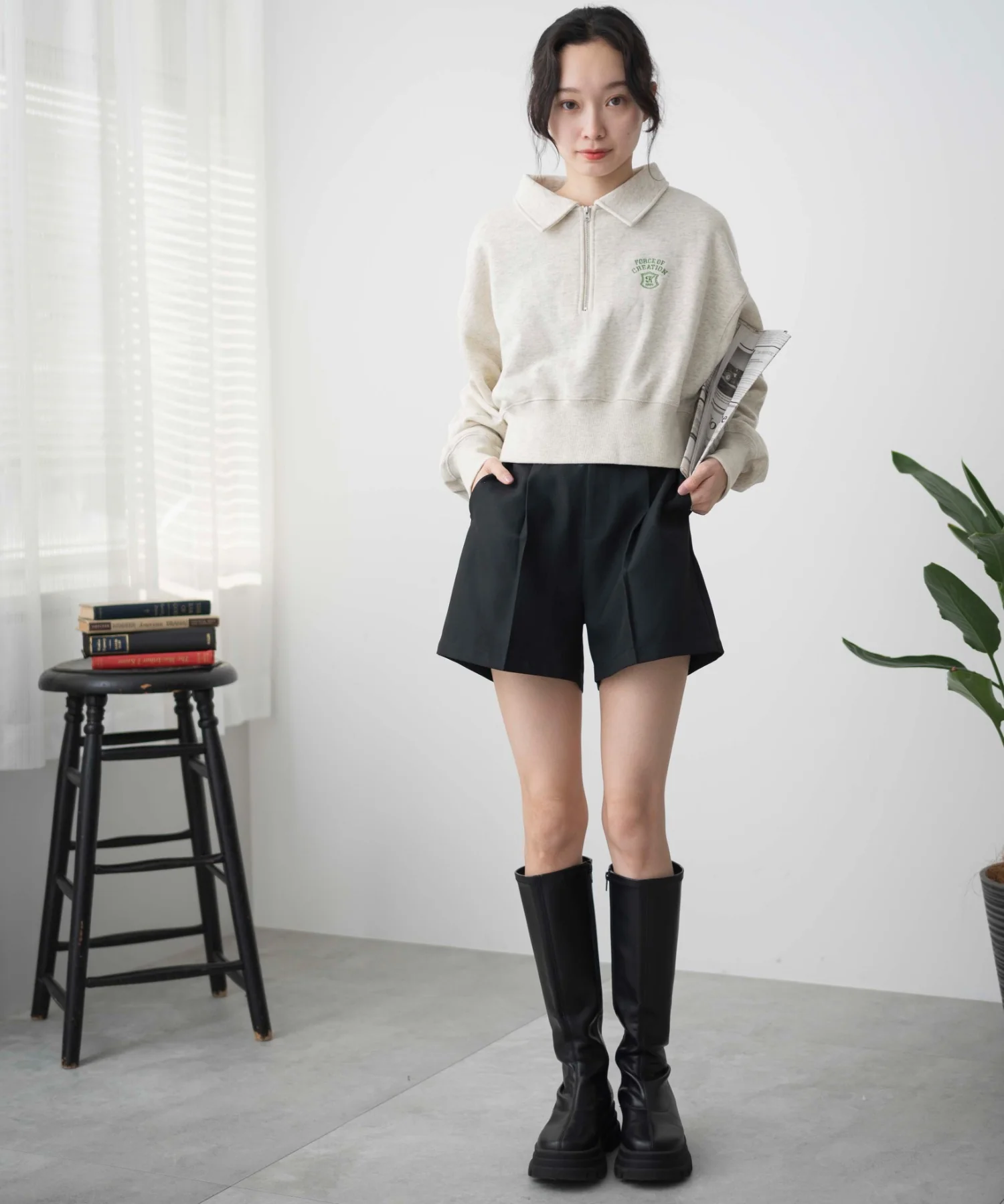 ハーフZIP襟付きショートスウェット - Image 8