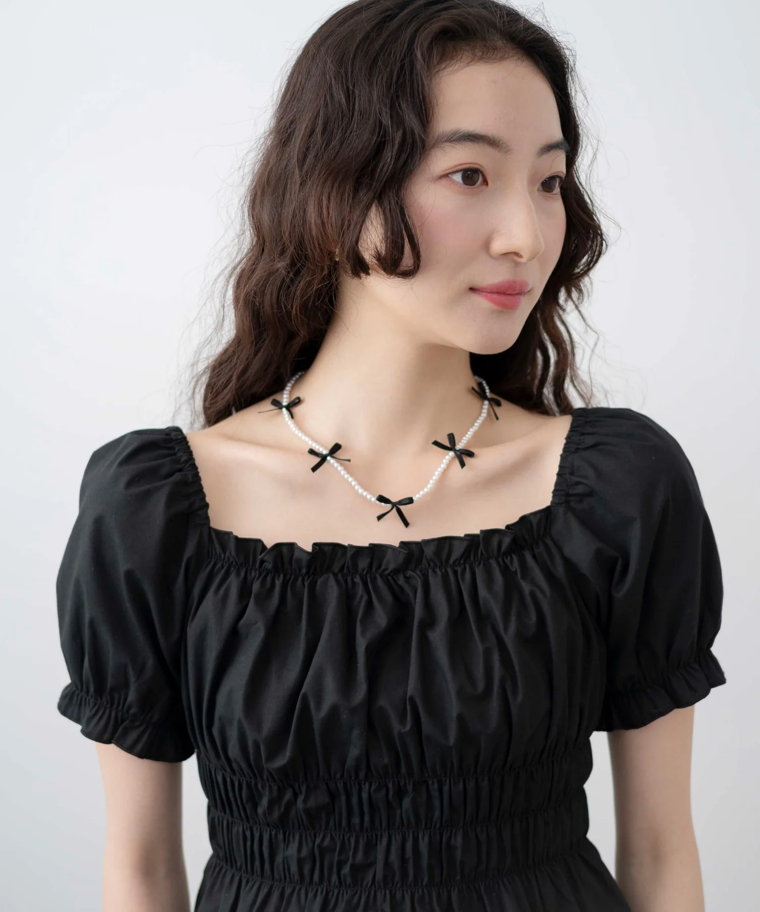 Lビーズサテンリボンネックレス - Image 9
