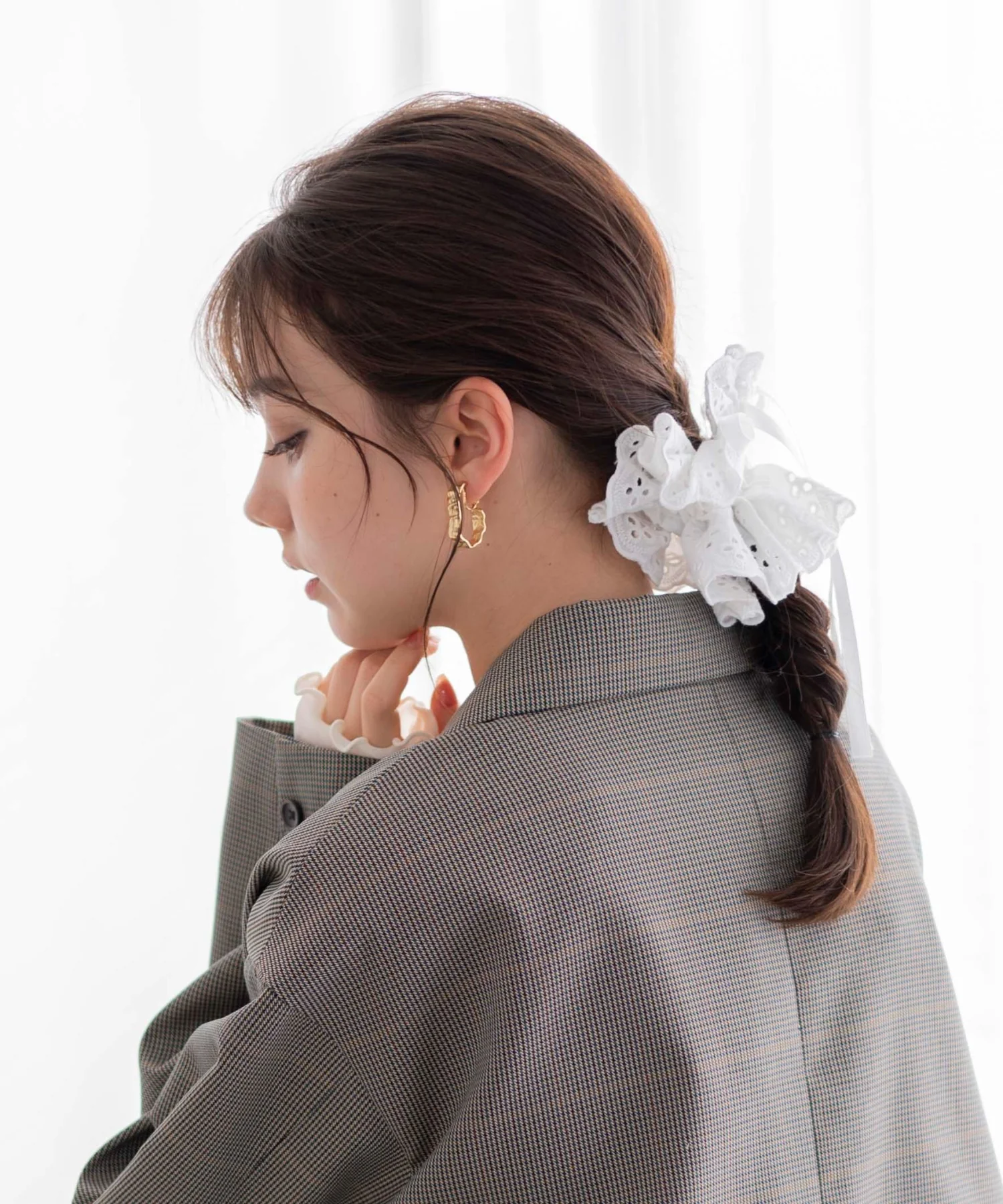Lリボン付きレースシュシュ - Image 3