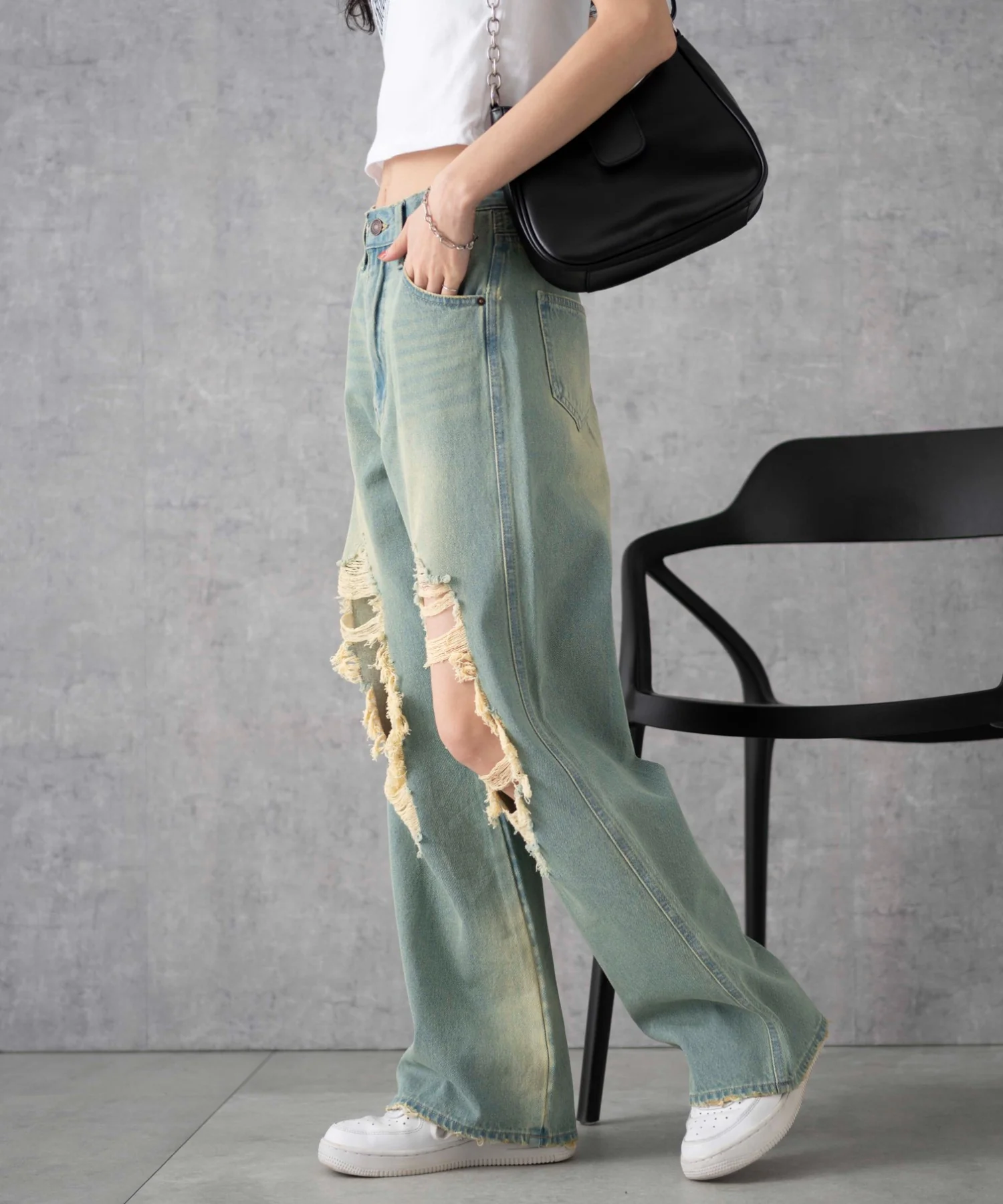 ヴィンテージウォッシュダメージデニムパンツ - Image 16