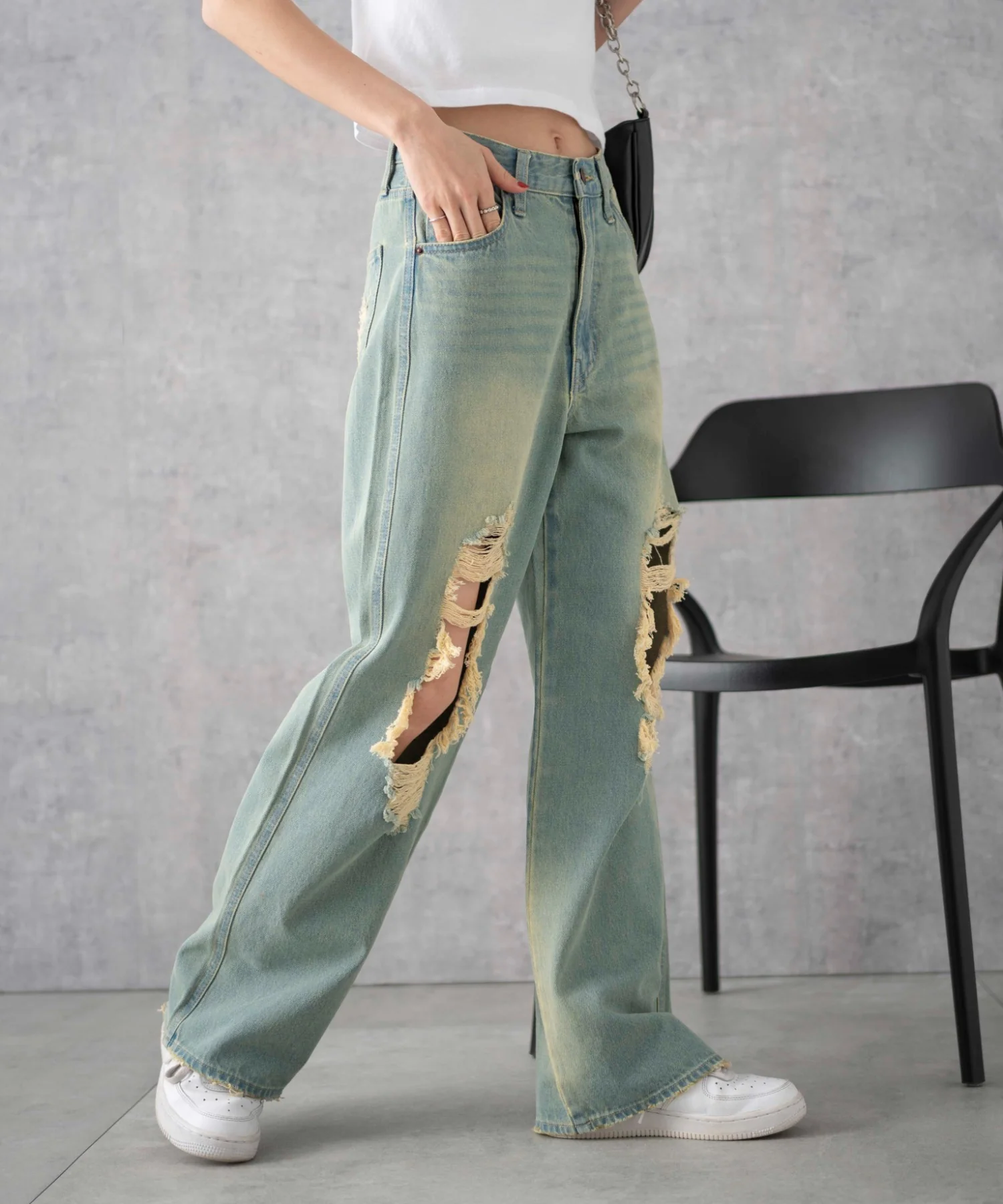 ヴィンテージウォッシュダメージデニムパンツ - Image 17