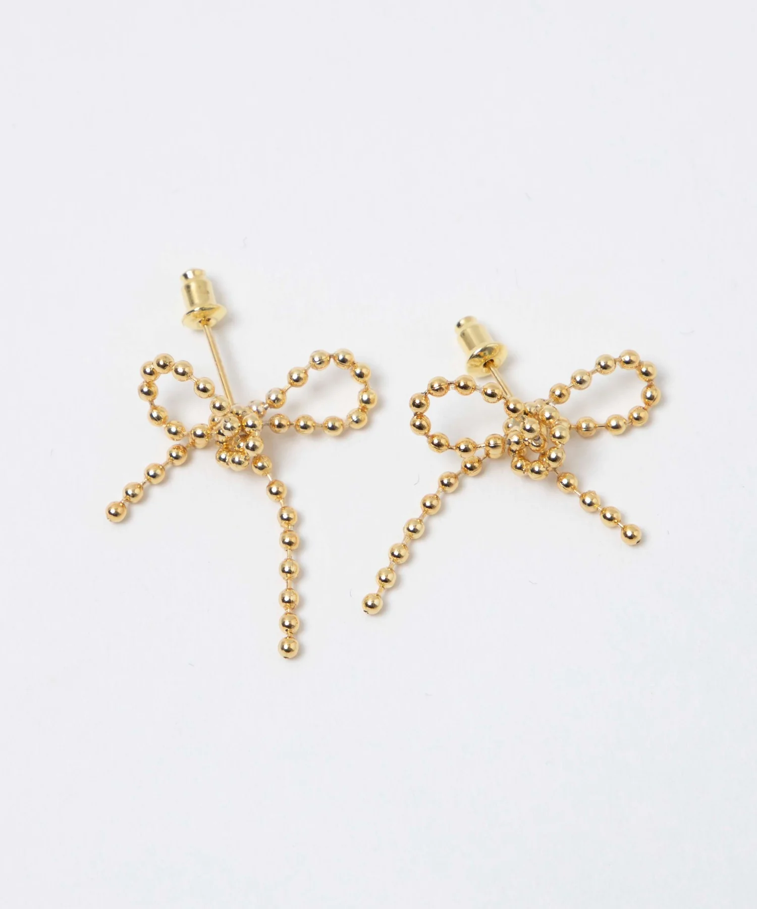 Lボールチェーンリボンピアス - Image 3