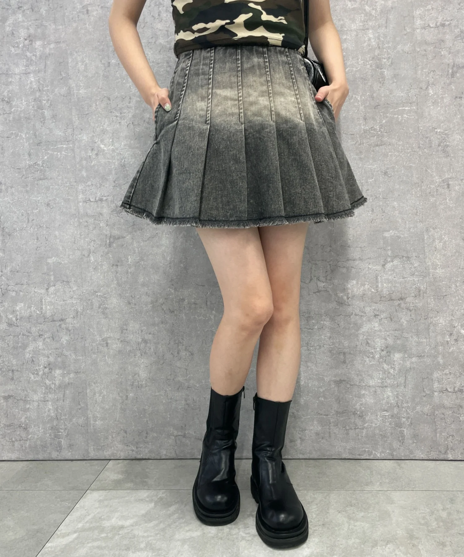 ヴィンテージウォッシュデニムプリーツスカパン - Image 19