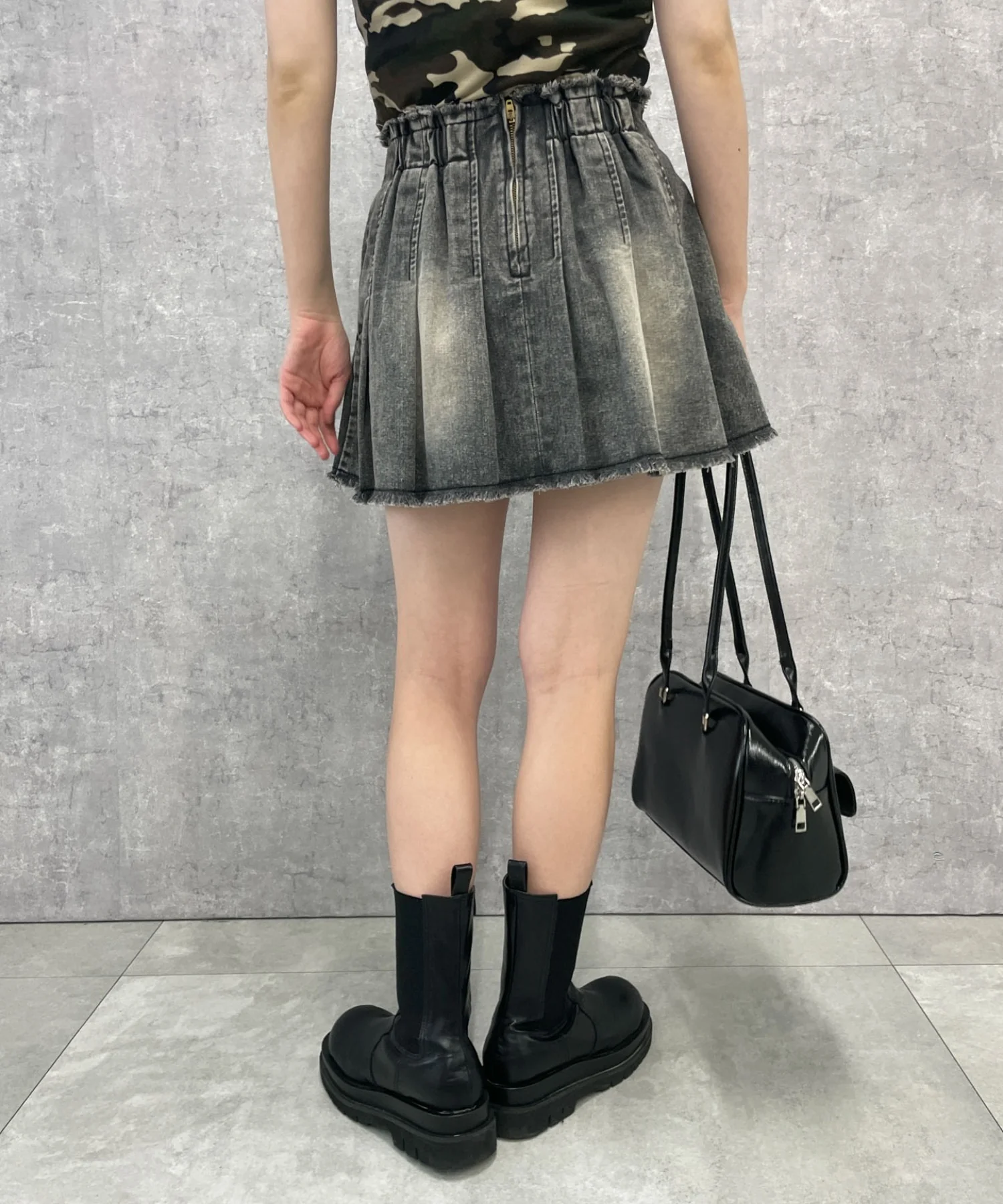 ヴィンテージウォッシュデニムプリーツスカパン - Image 21