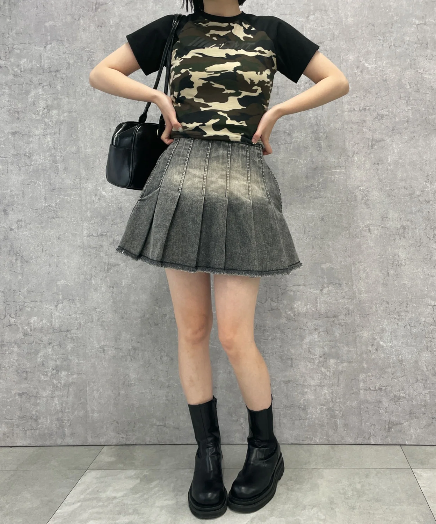 ヴィンテージウォッシュデニムプリーツスカパン - Image 6