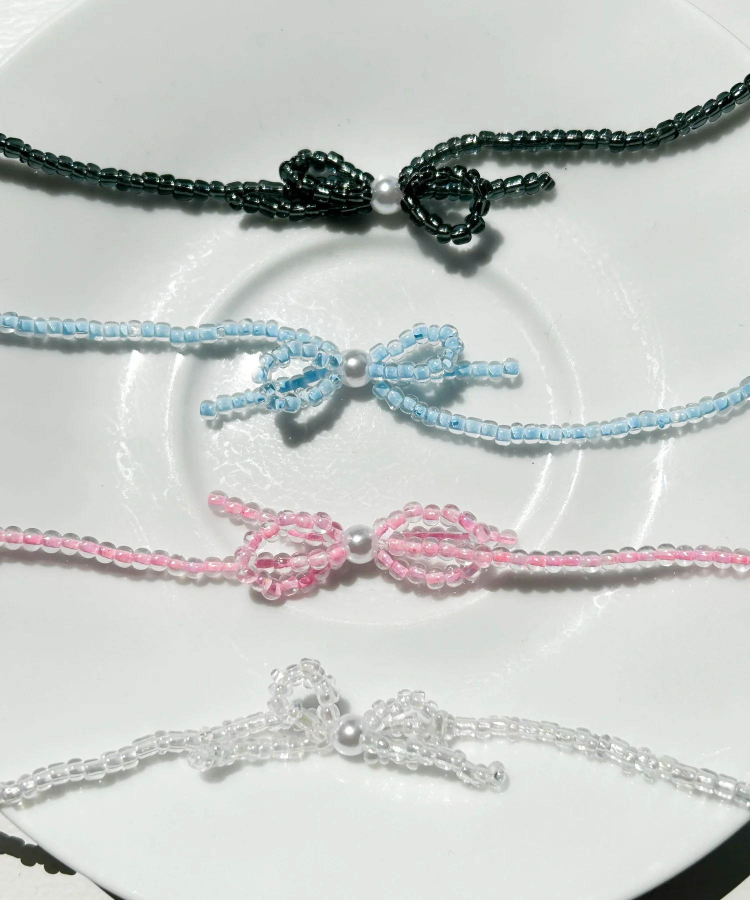 Lカラービーズリボンネックレス - Image 5