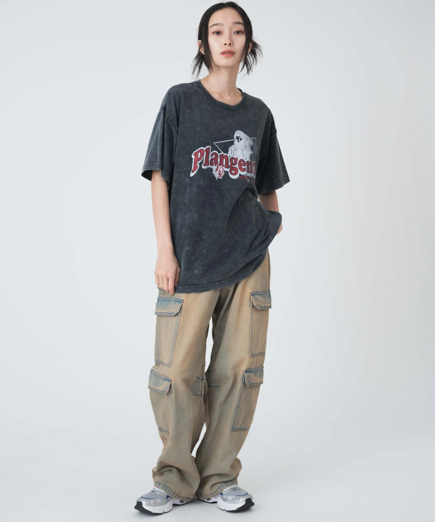 ヴィンテージウォッシュデニムカーブカーゴパンツ - Image 5