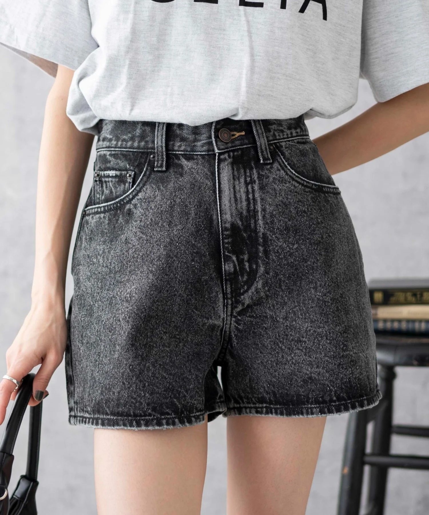 台形デニムショートパンツ - Image 5