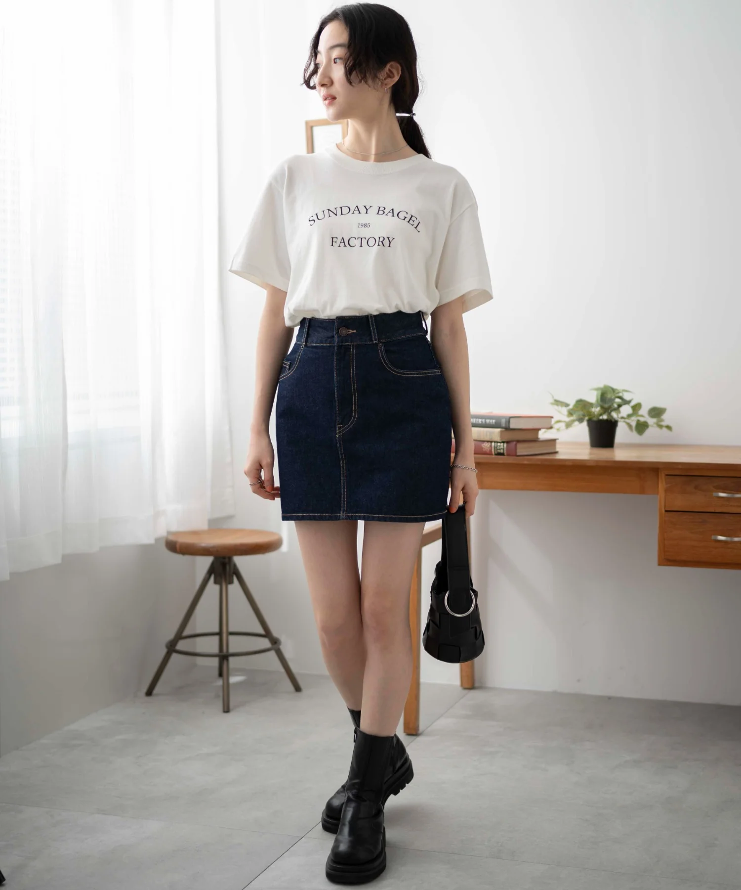 台形デニムミニスカート - Image 35