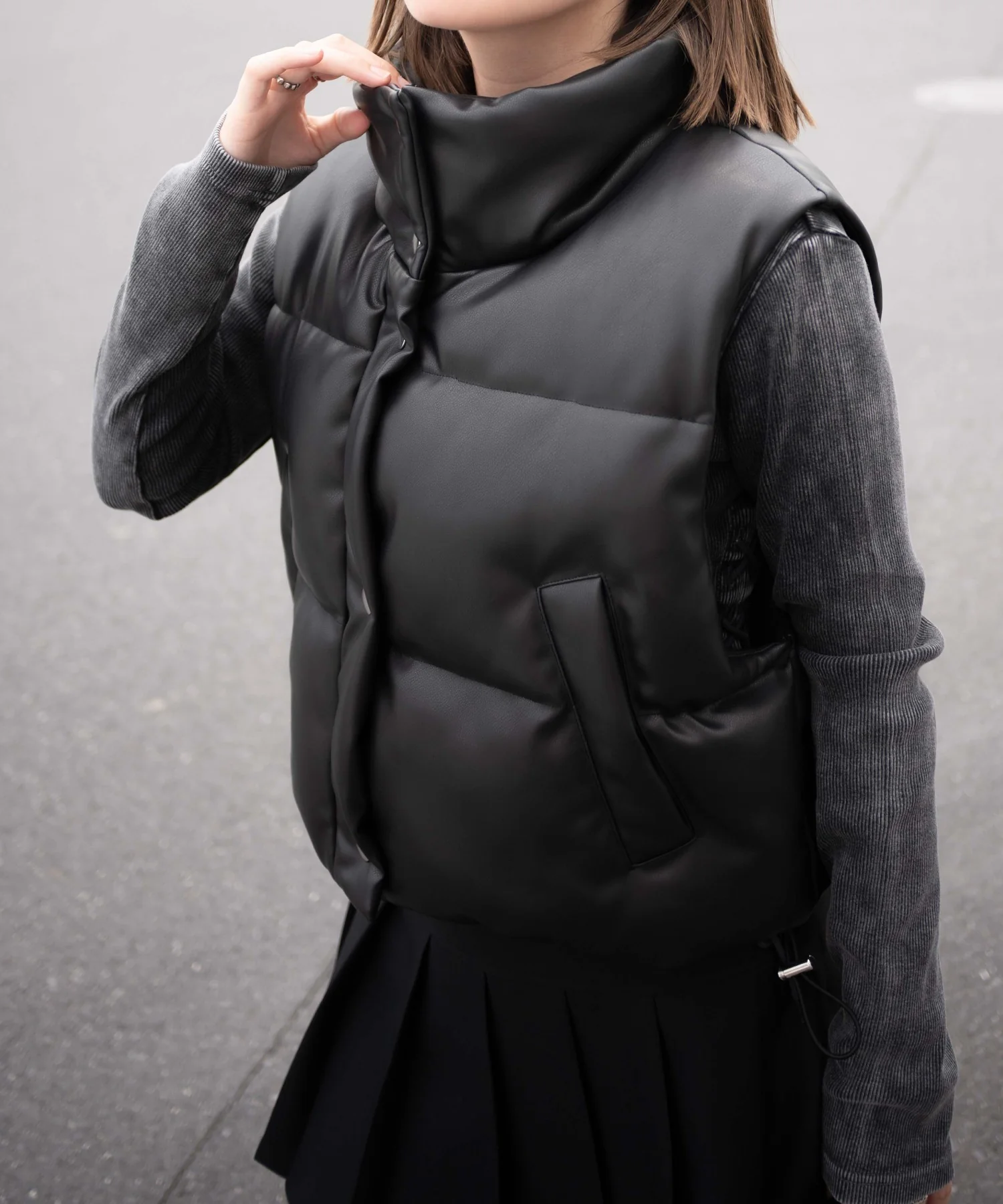合皮パディングショートベスト - Image 6