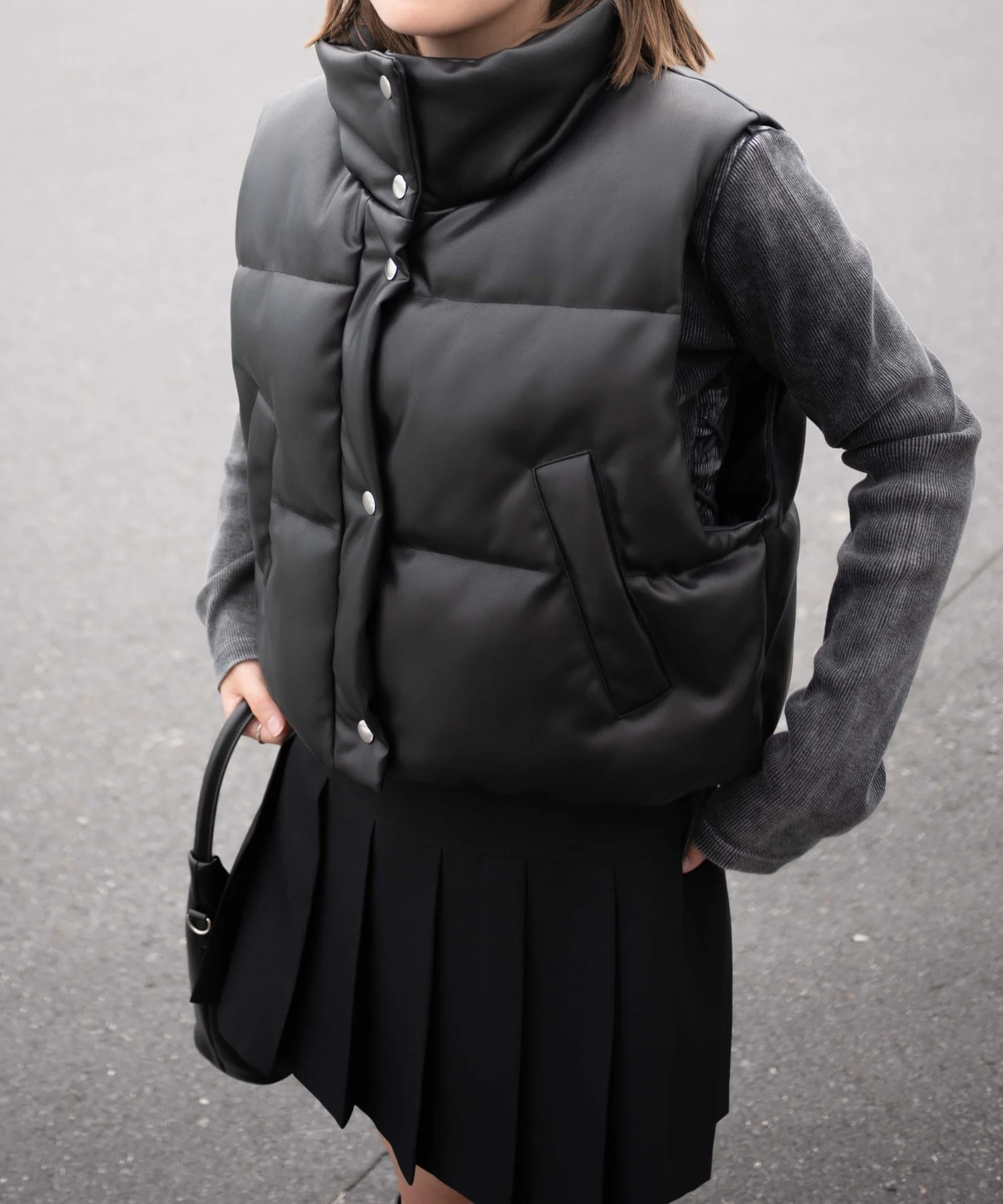 合皮パディングショートベスト - Image 8