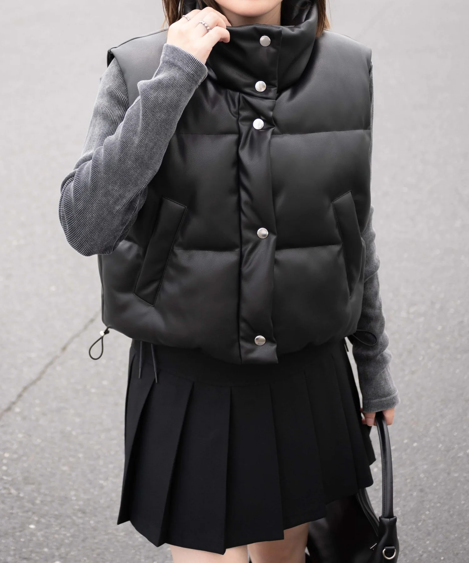 合皮パディングショートベスト - Image 9