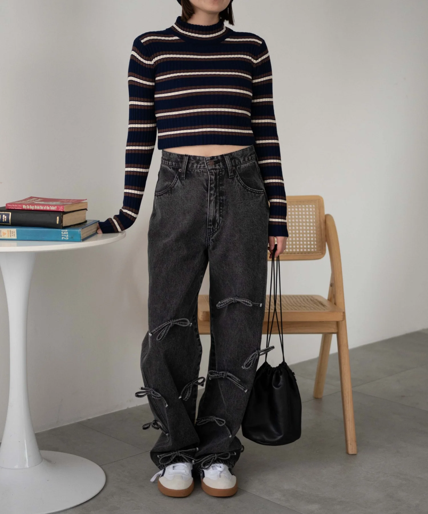 リブハイネックショートニット - Image 10