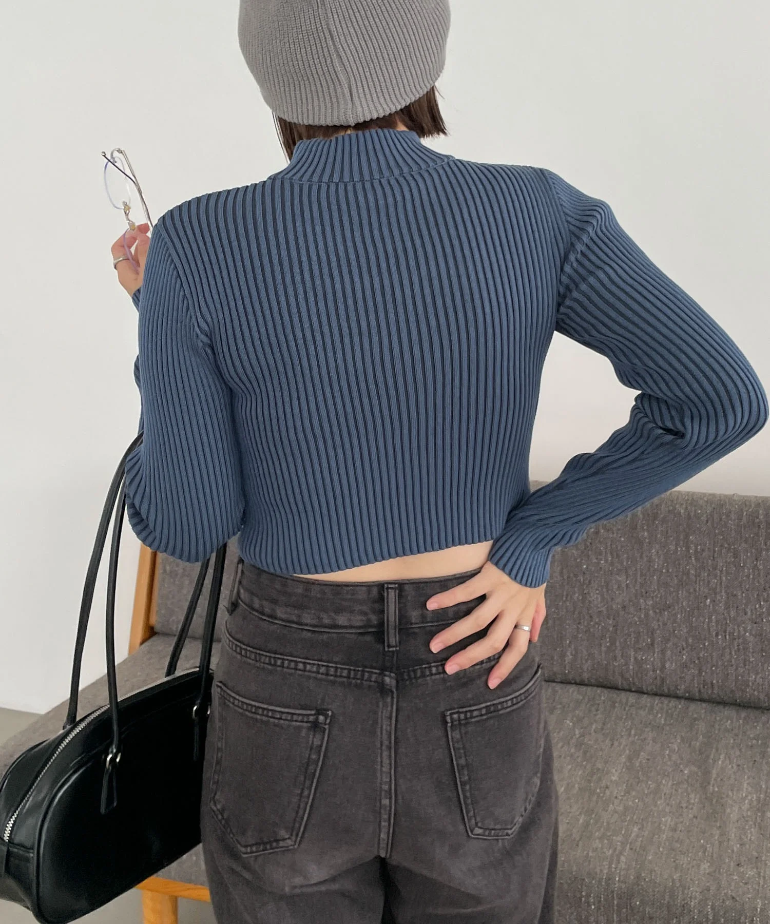 リブハイネックショートニット - Image 27