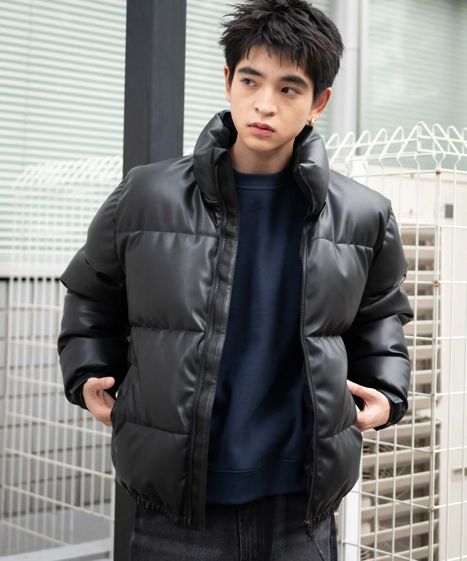 合皮パディングブルゾン - Image 10