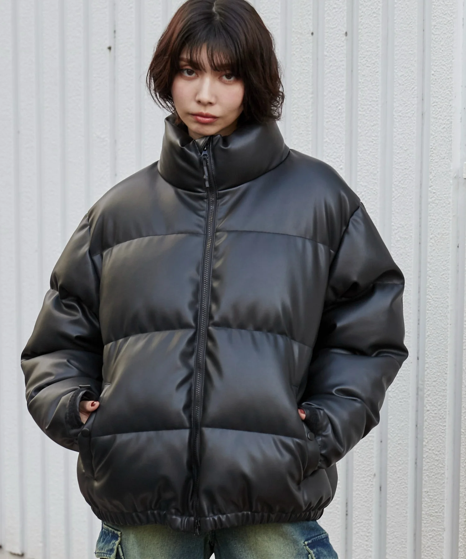 合皮パディングブルゾン - Image 17