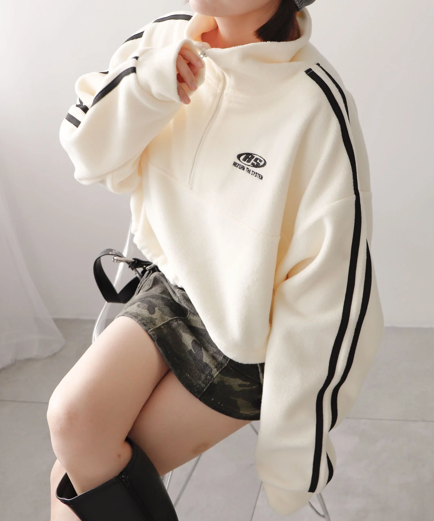 ハーフジップフリースショートプルオーバー - Image 8