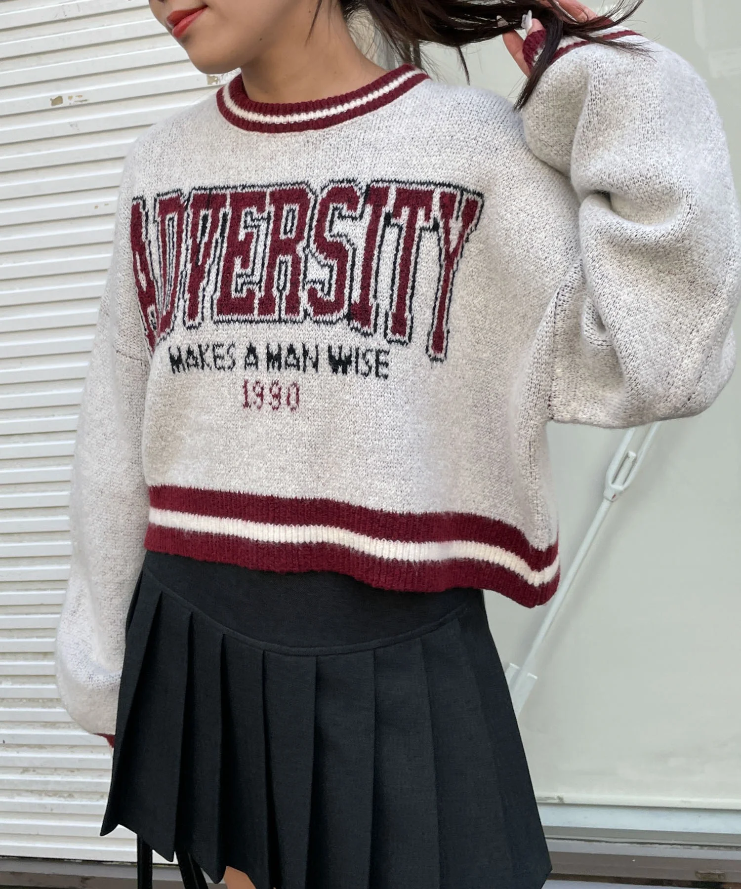 ラインリブフラッフィーショートニット - Image 10