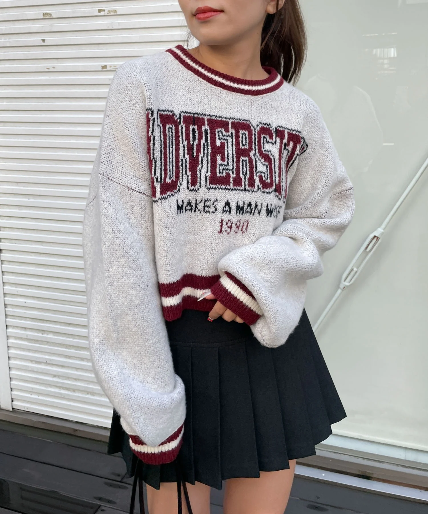 ラインリブフラッフィーショートニット - Image 12