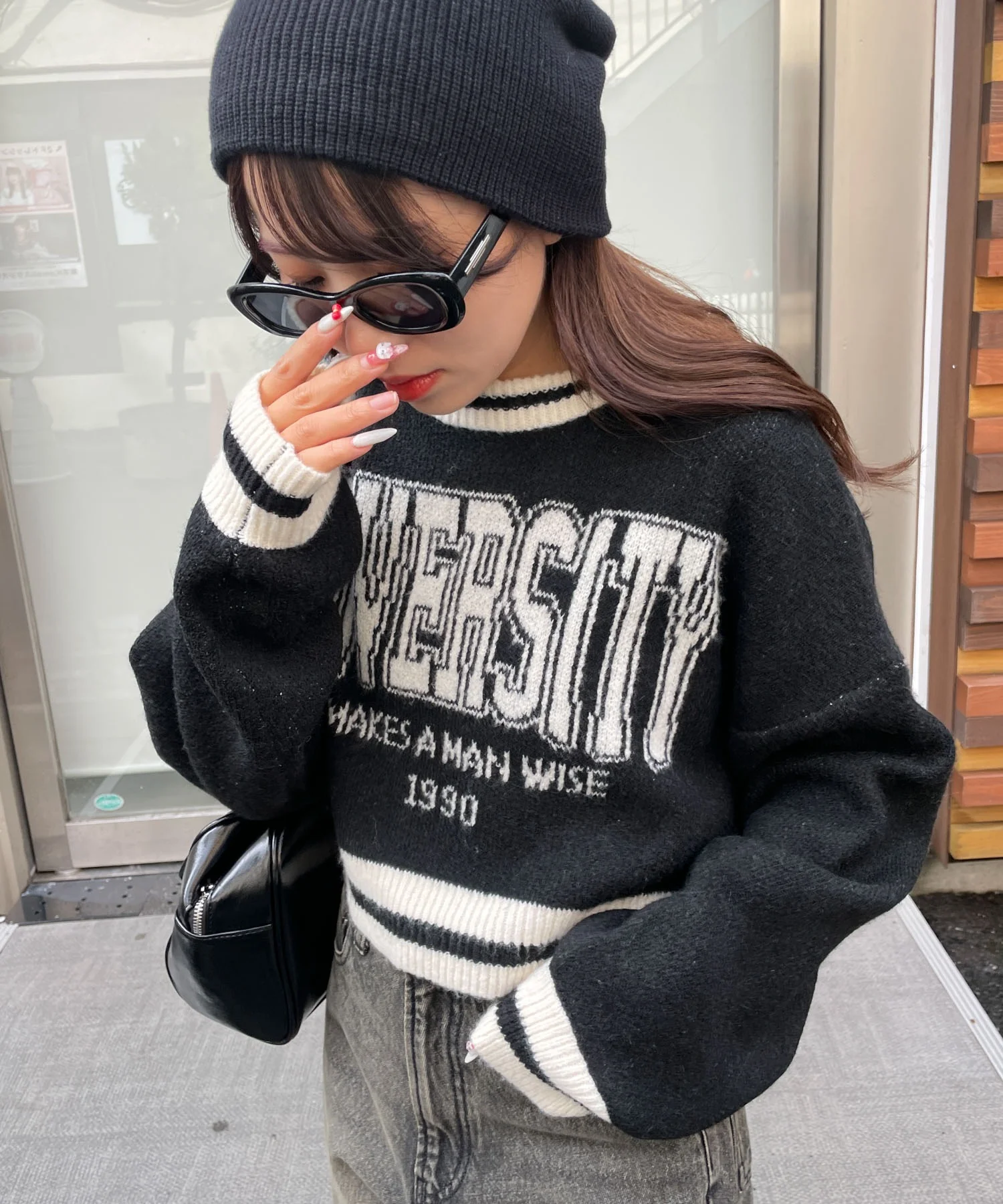 ラインリブフラッフィーショートニット - Image 20