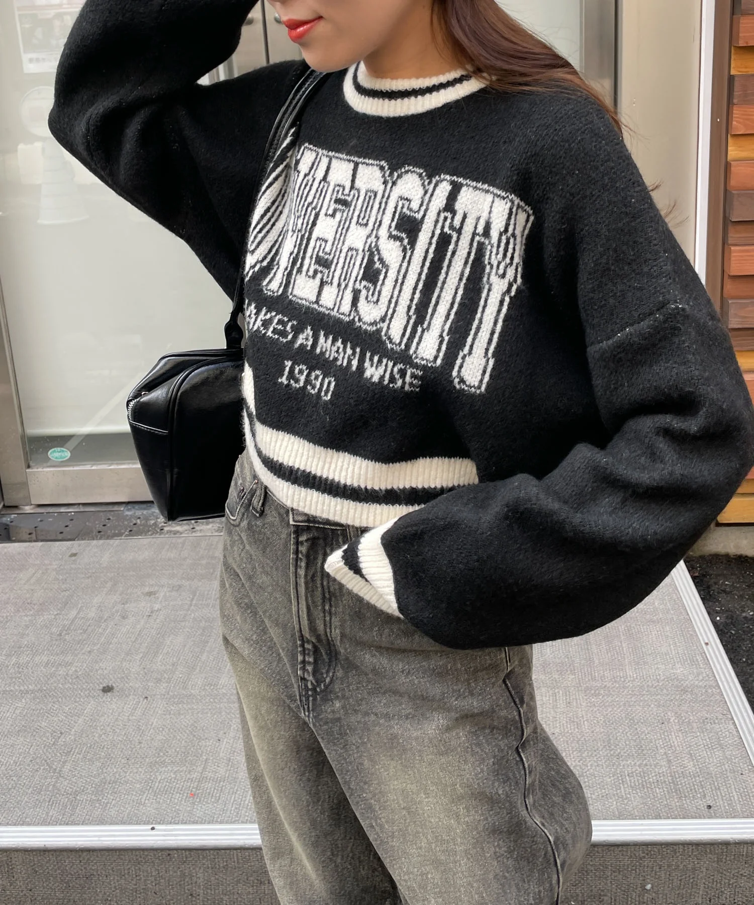ラインリブフラッフィーショートニット - Image 21