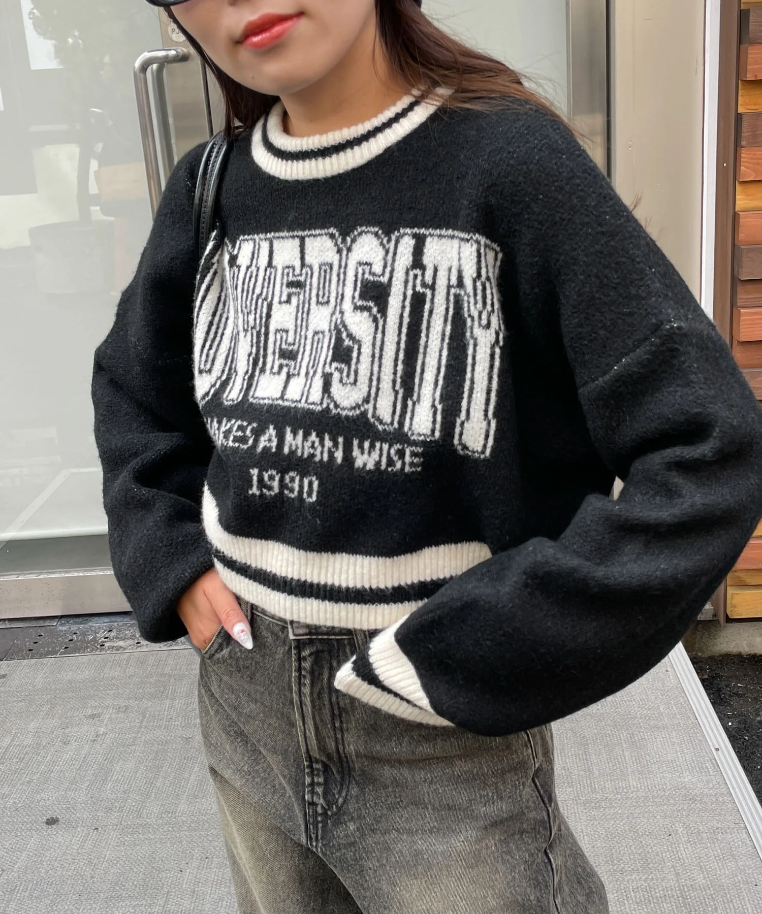 ラインリブフラッフィーショートニット - Image 23