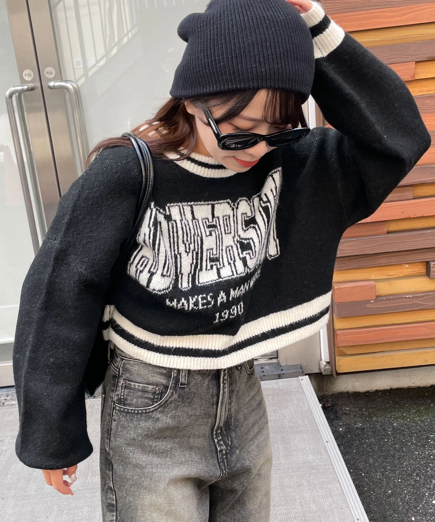 ラインリブフラッフィーショートニット - Image 3
