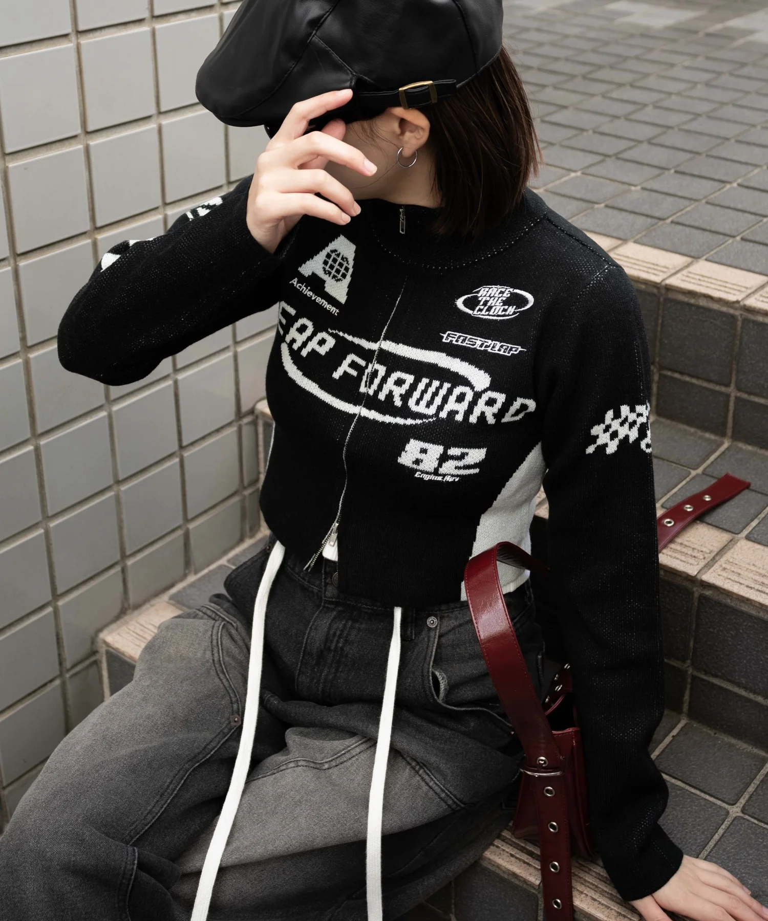 WZIPレーシングニットトップス - Image 2