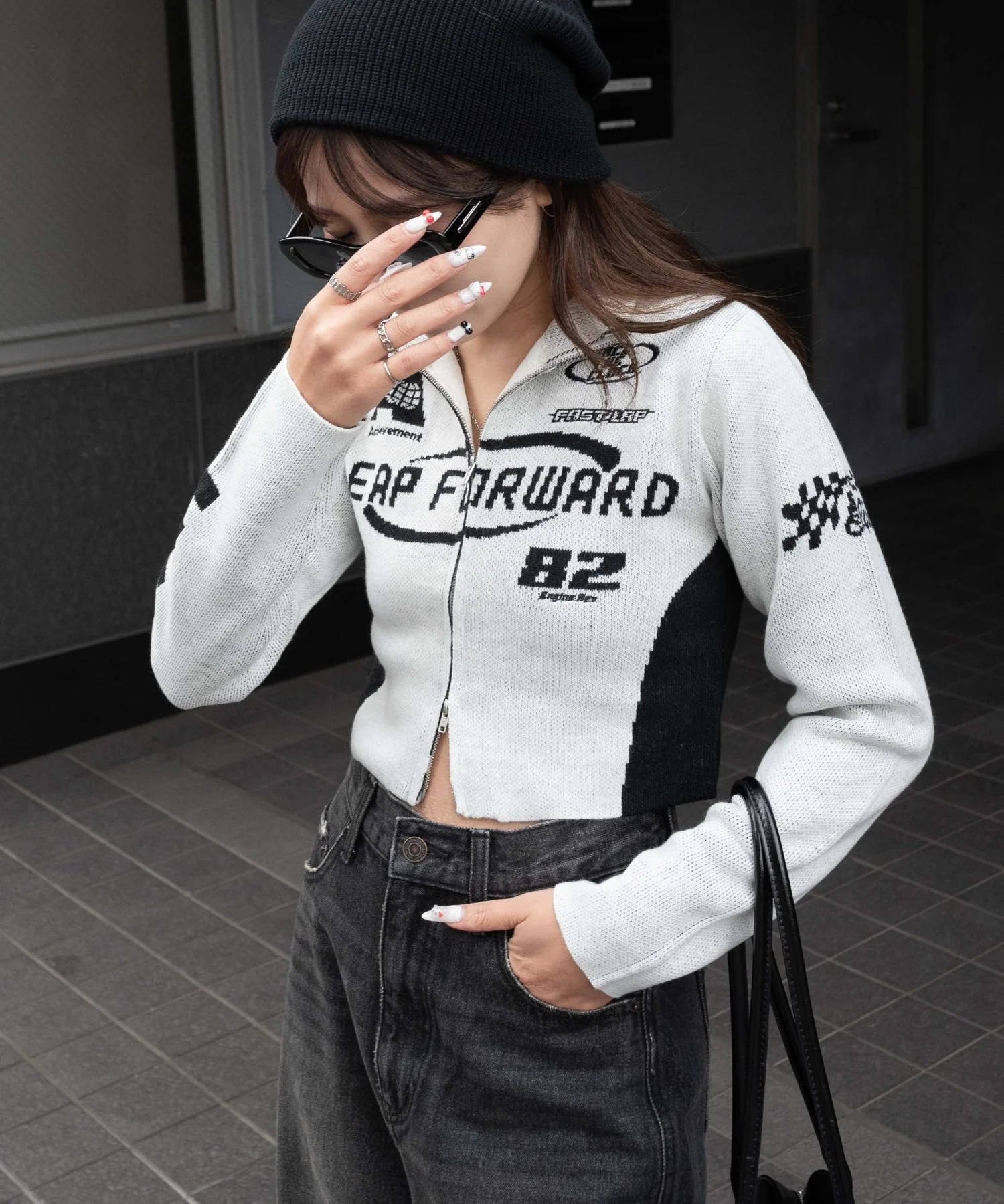WZIPレーシングニットトップス - Image 5