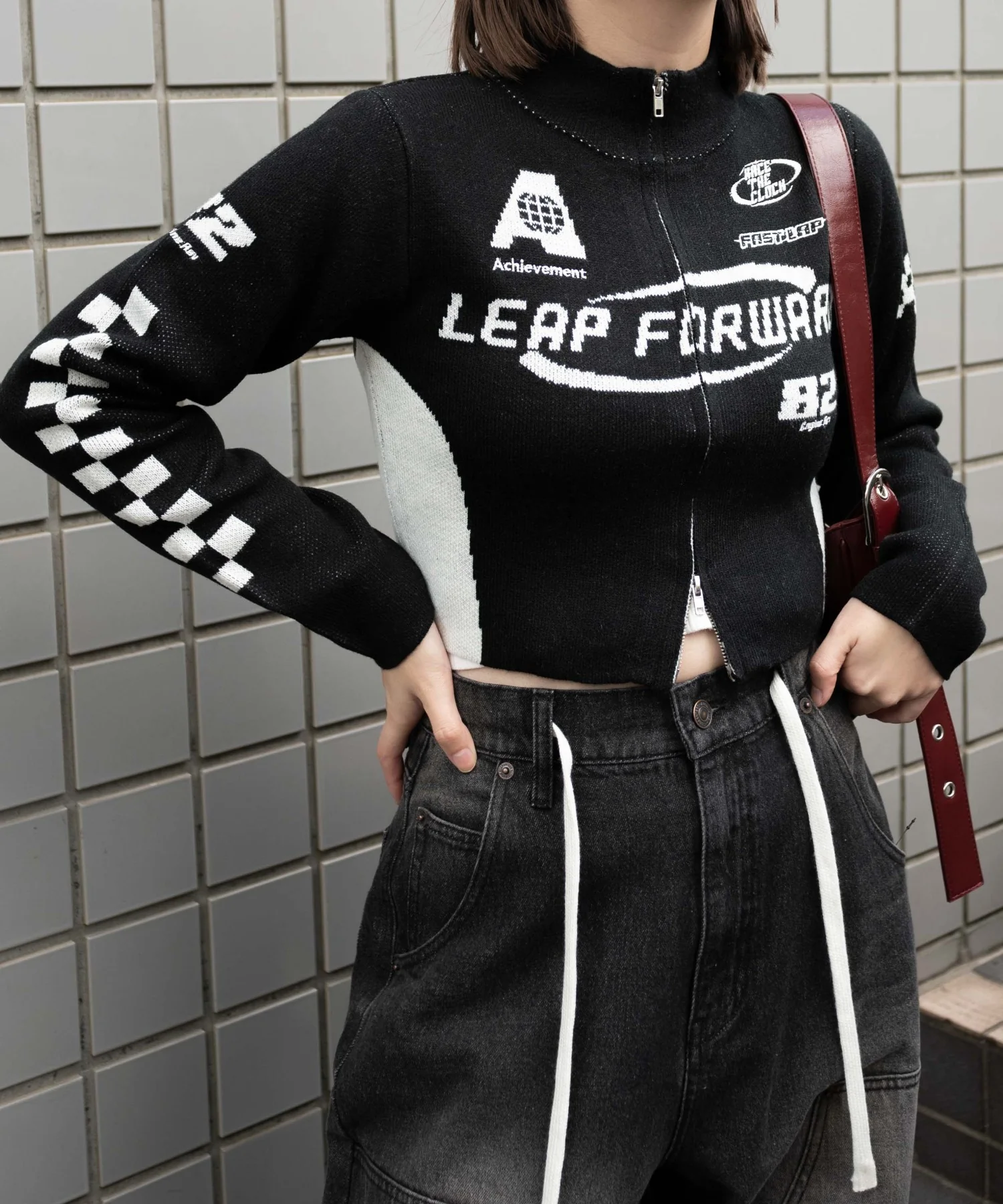 WZIPレーシングニットトップス - Image 9