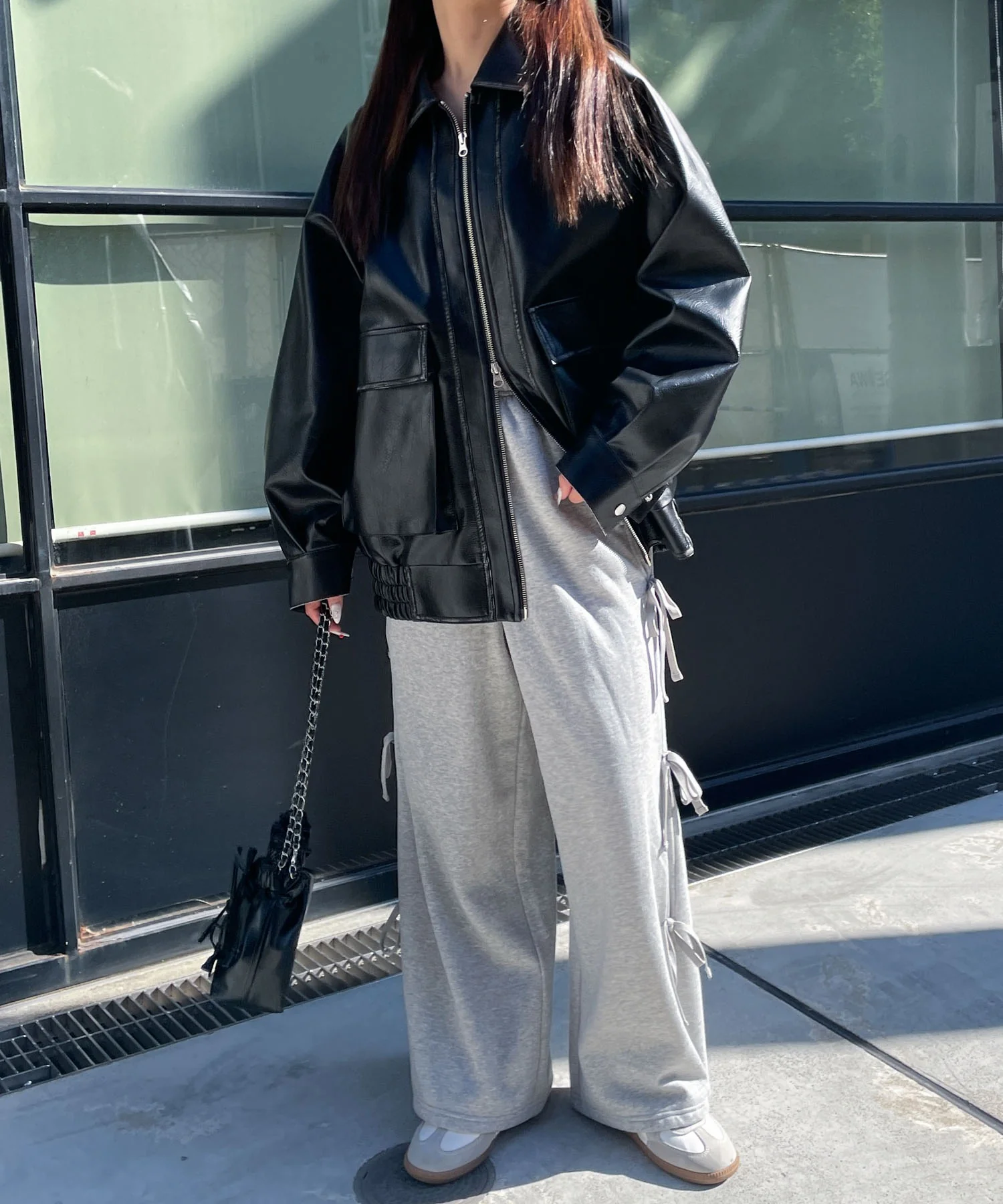 裏起毛サイドリボンスウェットパンツ - Image 3