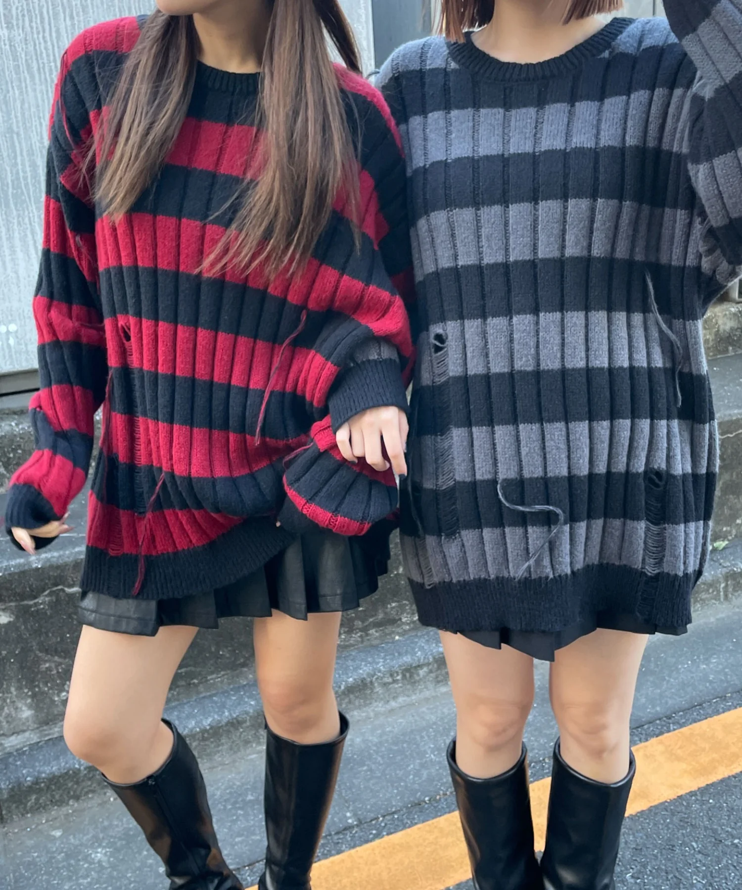 ボーダーワイドリブダメージニット - Image 4