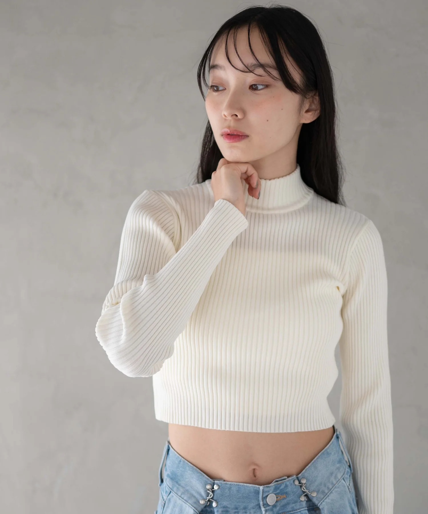 リブハイネックショートニット - Image 14