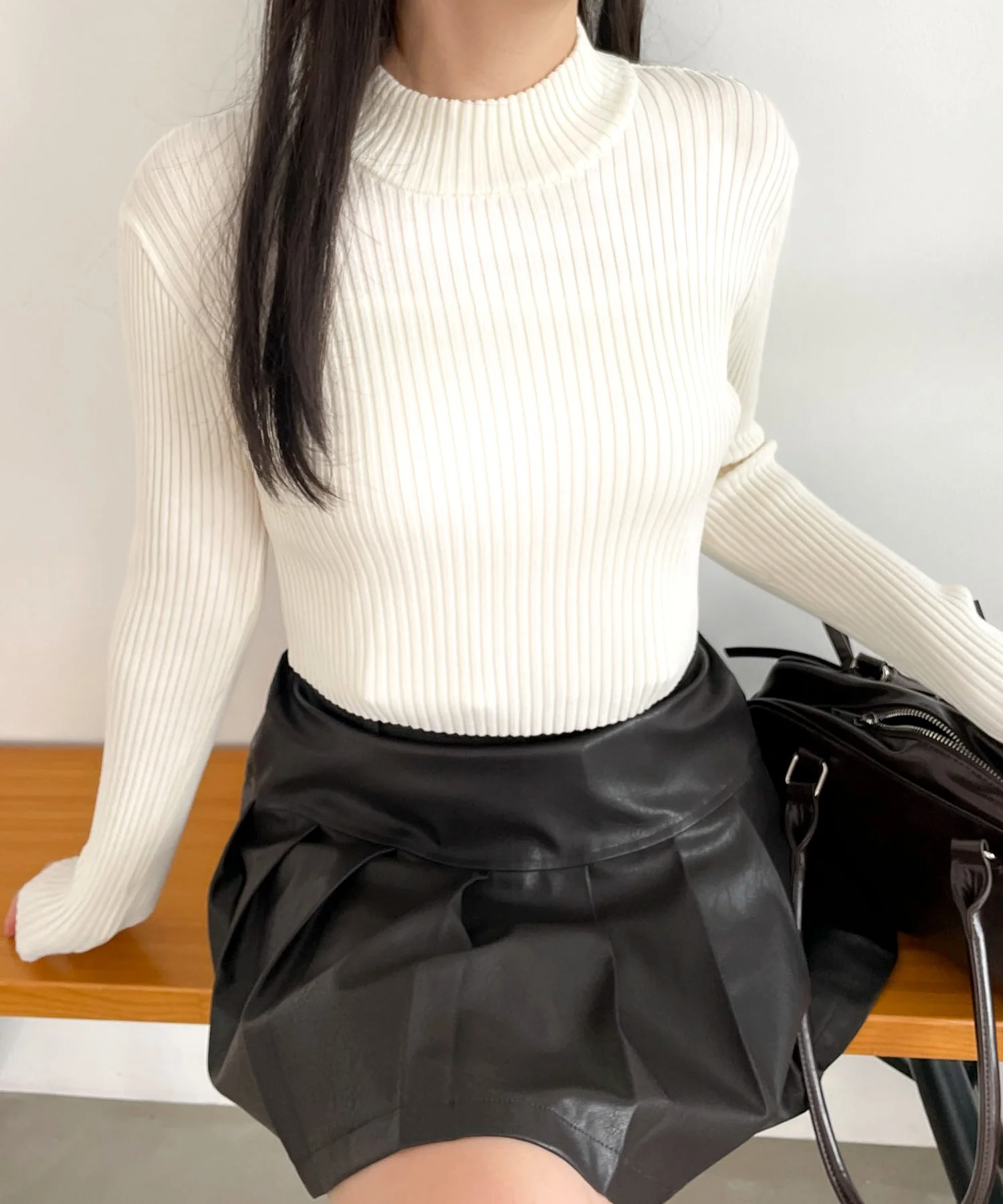 リブハイネックショートニット - Image 23
