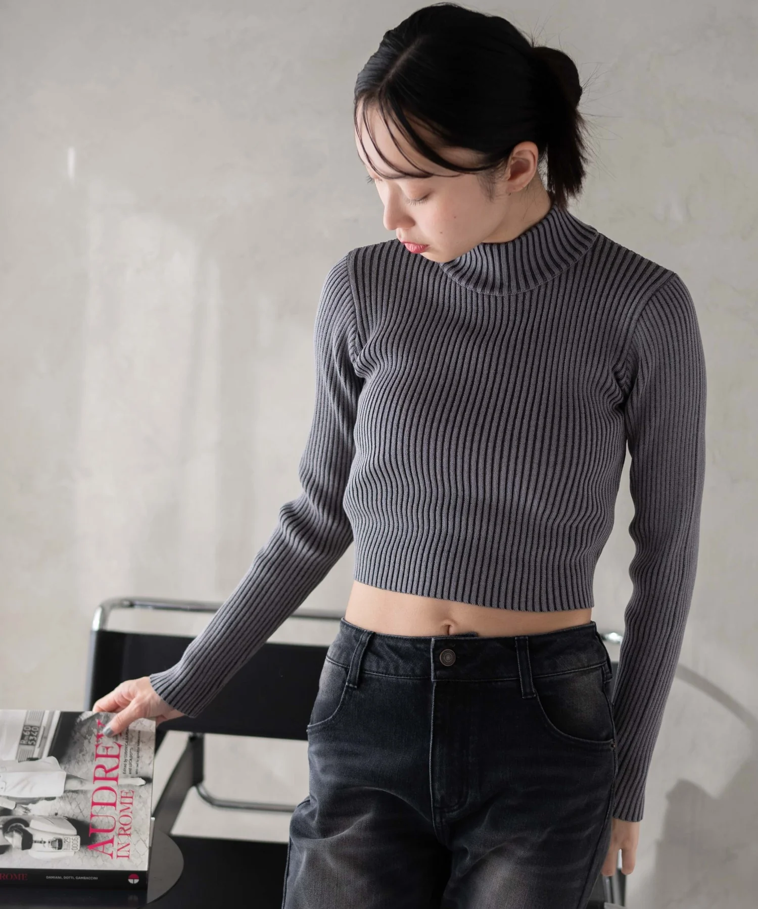 リブハイネックショートニット - Image 37