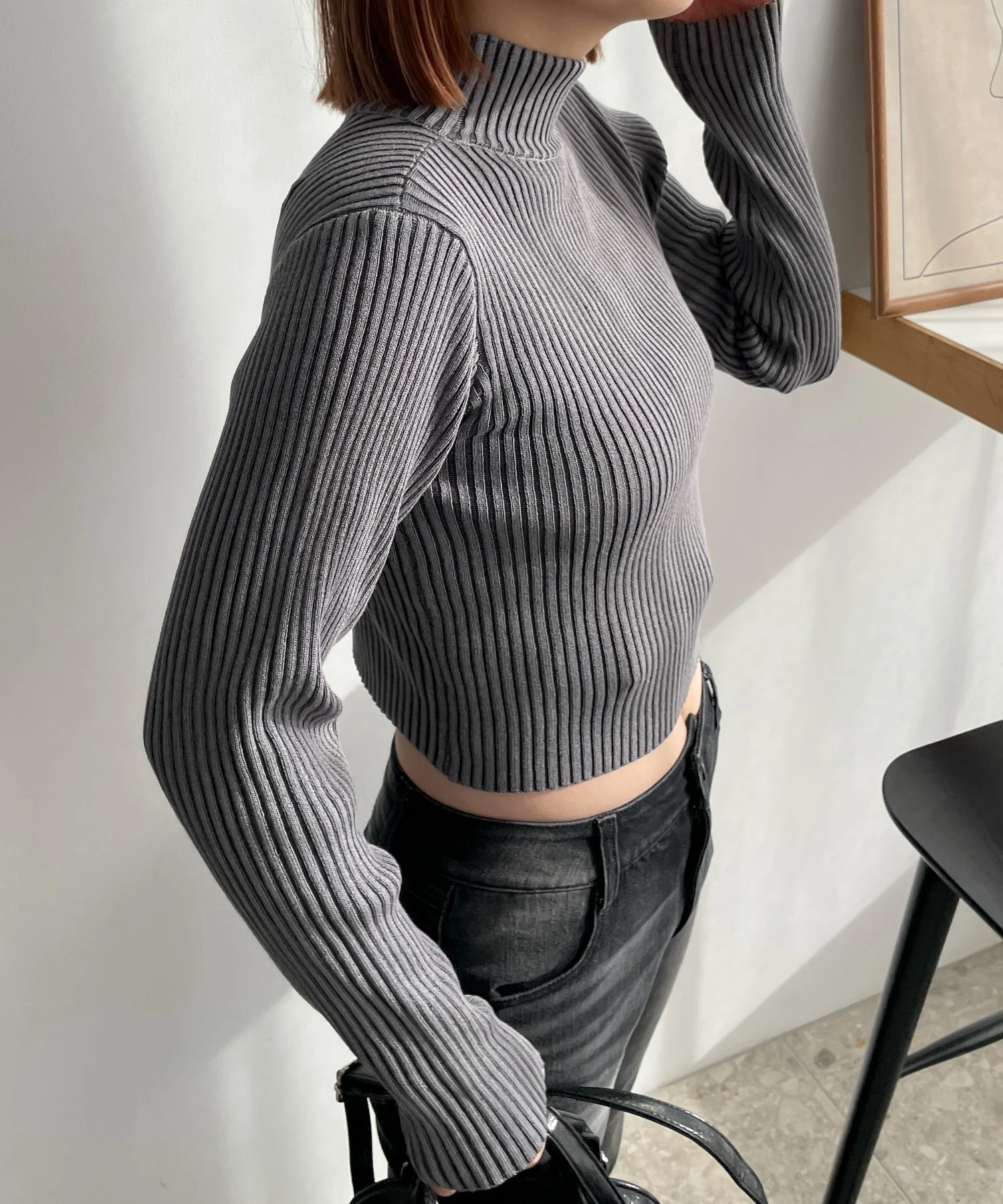 リブハイネックショートニット - Image 43
