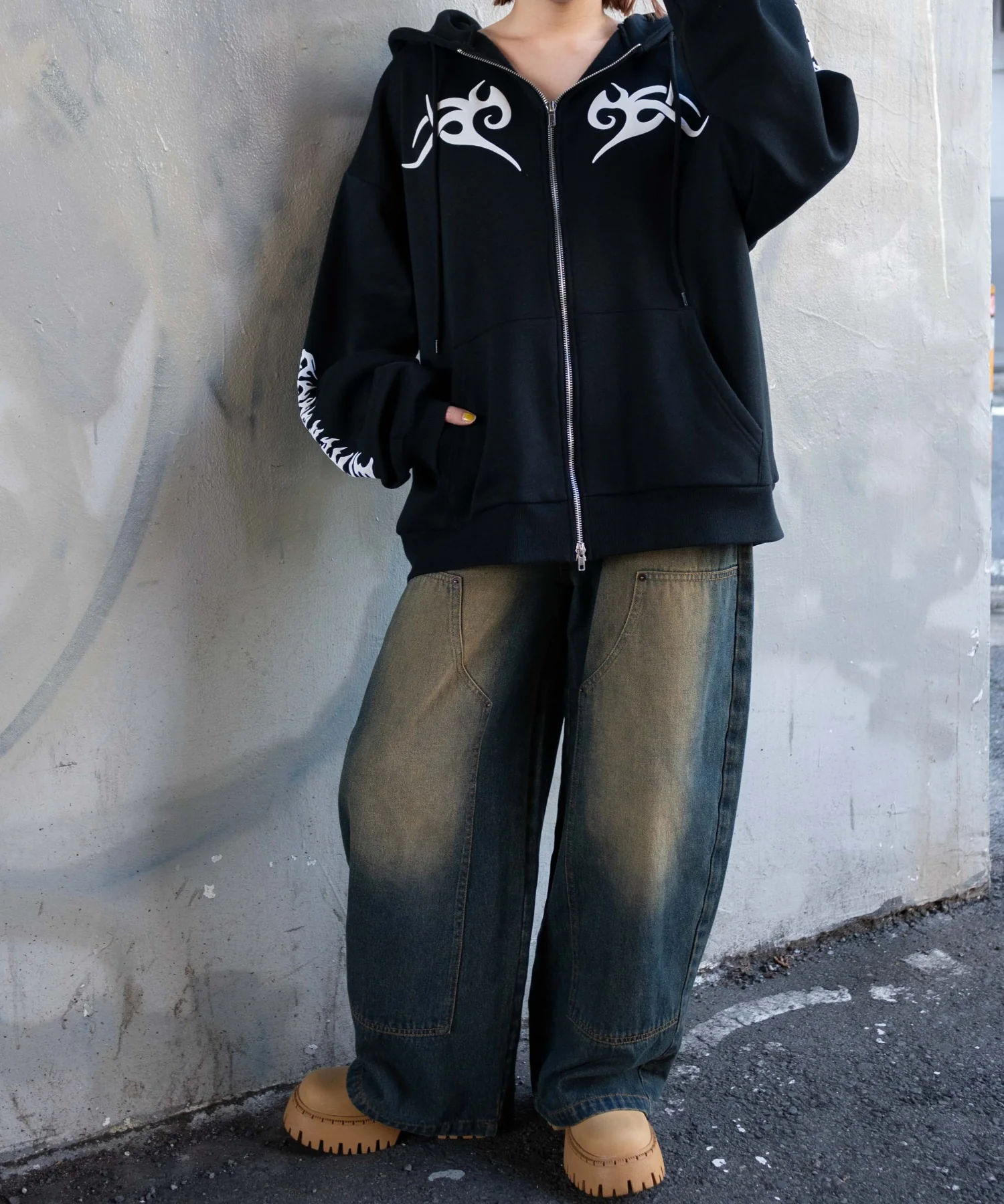 グラフィック裏起毛ZIPビッグパーカー - Image 16