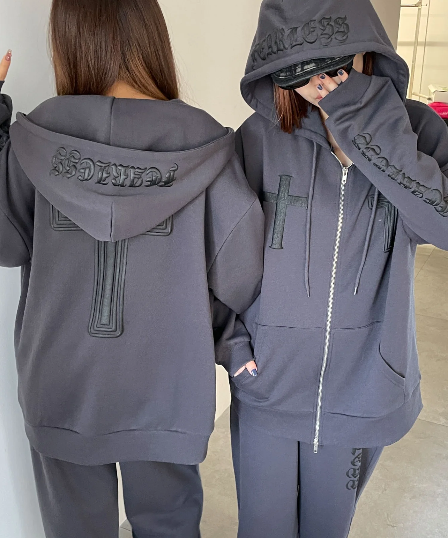 グラフィック裏起毛ZIPビッグパーカー - Image 5